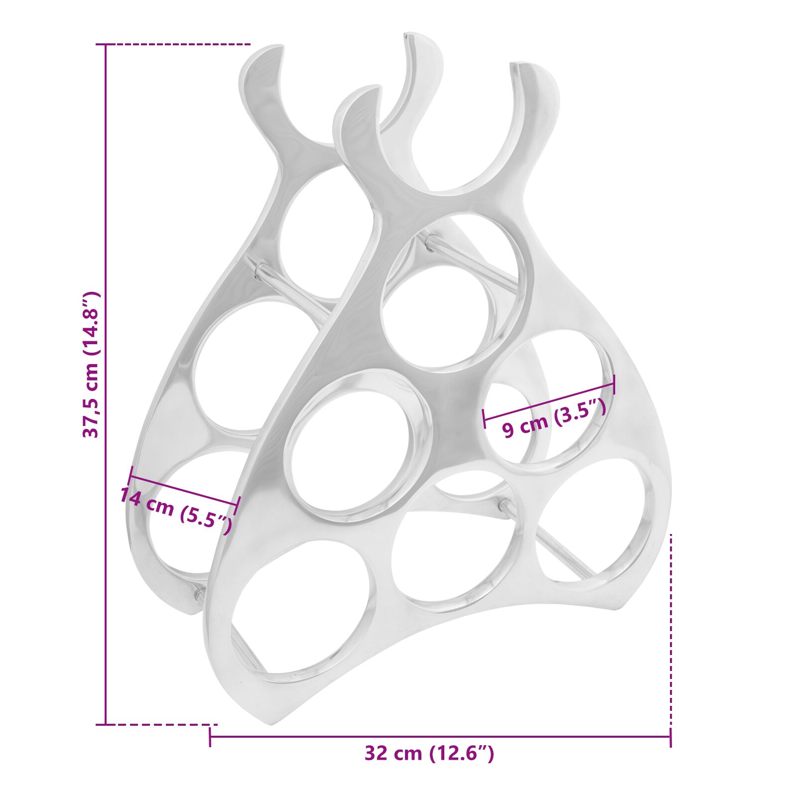 Borállvány ezüst 32x14x37,5 cm alumínium