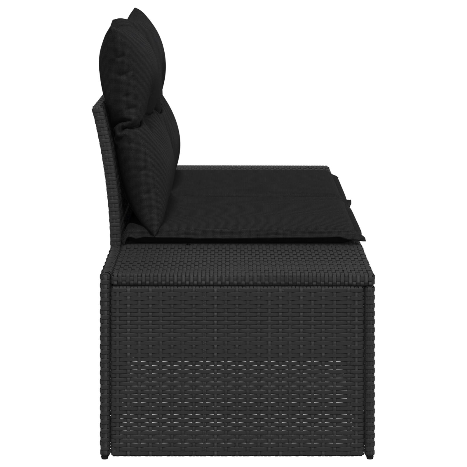 2-fős kerti kanapé tárolóval és párnákkal fekete poli rattan 2-fős kerti kanapé tárolóval és párnákkal fekete poli rattan