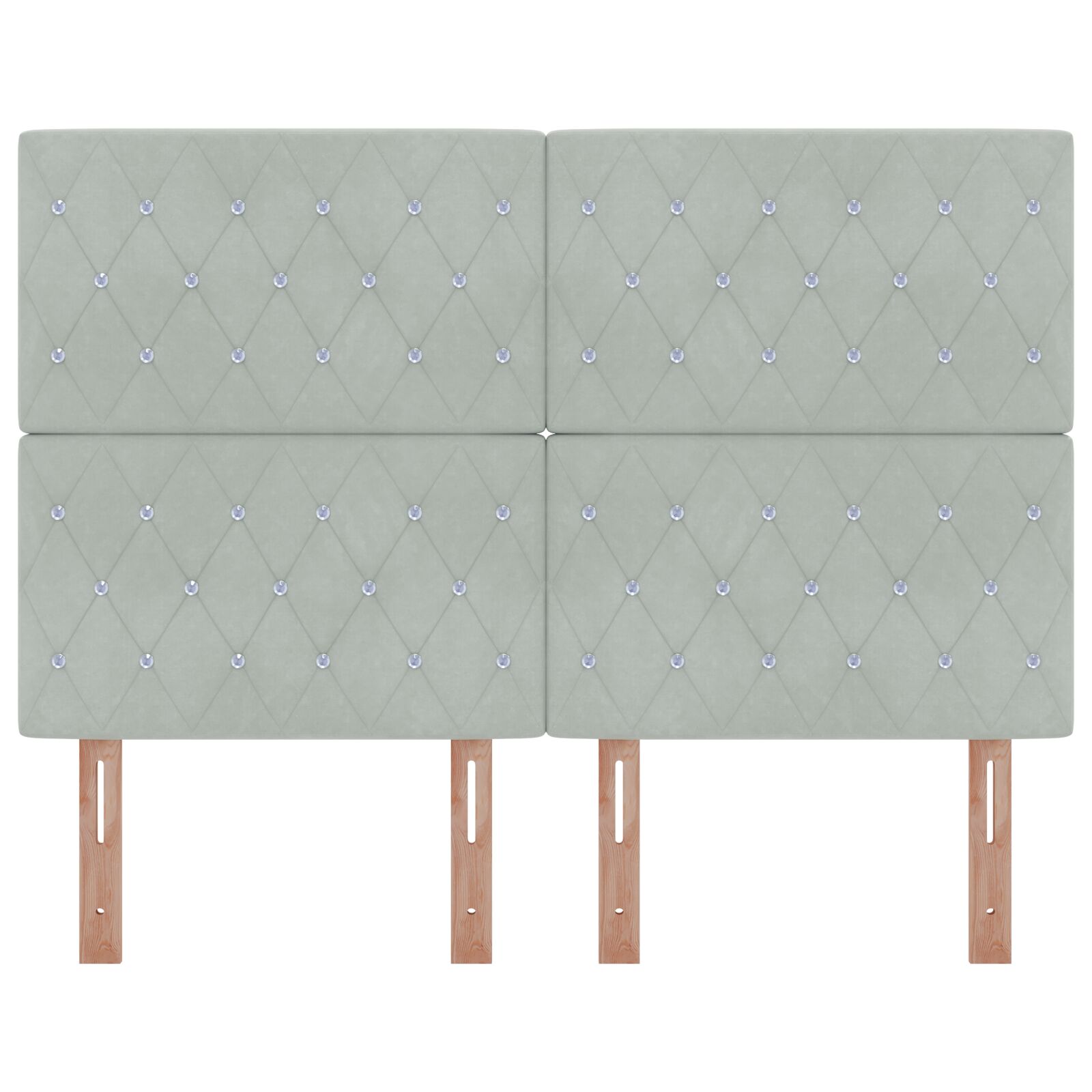 Fejtámla kristálygomb tűzött világosszürke 140 cm bársony