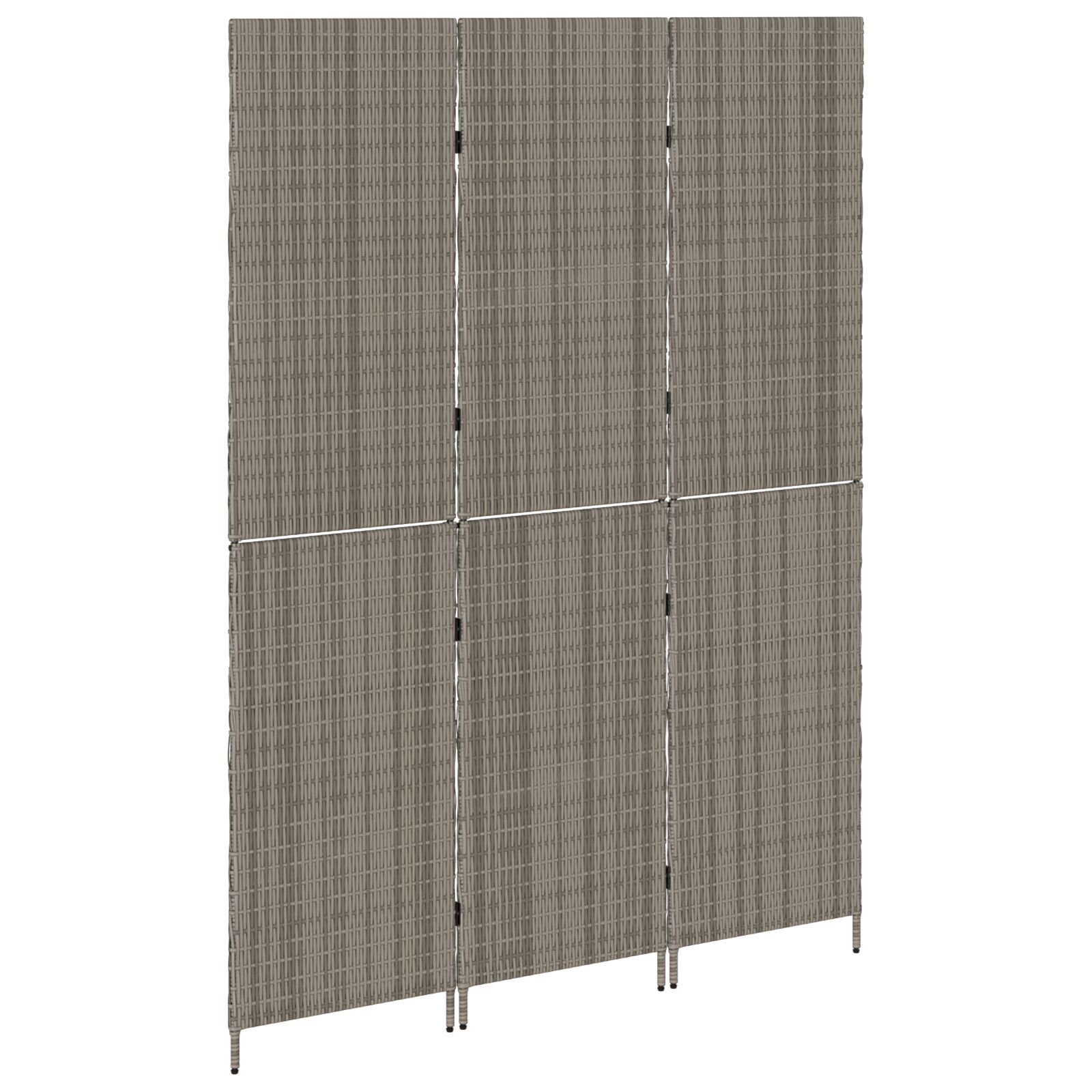 Szobaelválasztó 3 paneles összecsukható szürke 147x180 cm poly rattan Szobaelválasztó 3 paneles összecsukható szürke 147x180 cm poly rattan