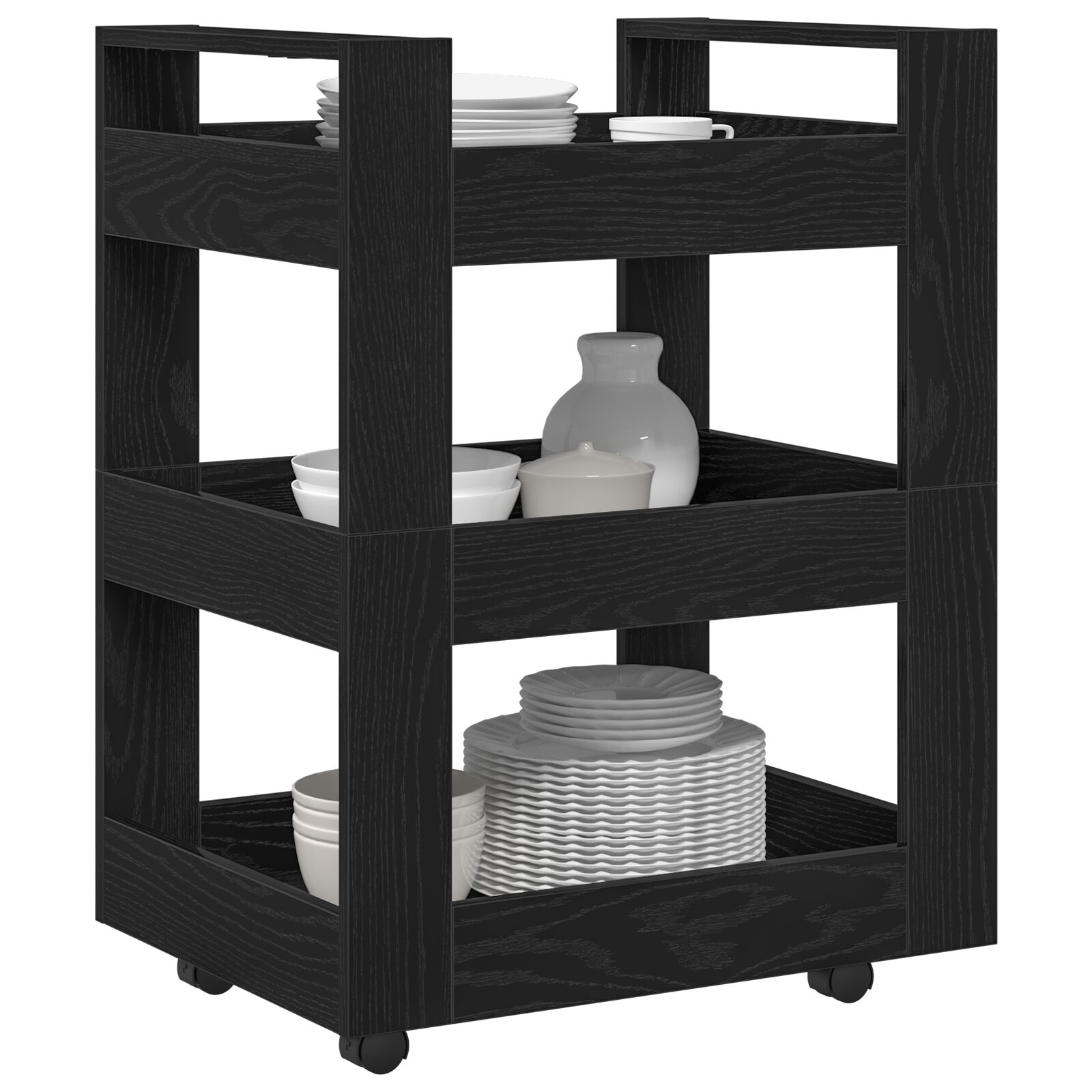 Konyhai kocsi fekete tölgy 60x45x80 cm összeszerelt fa Konyhai kocsi fekete tölgy 60x45x80 cm összeszerelt fa