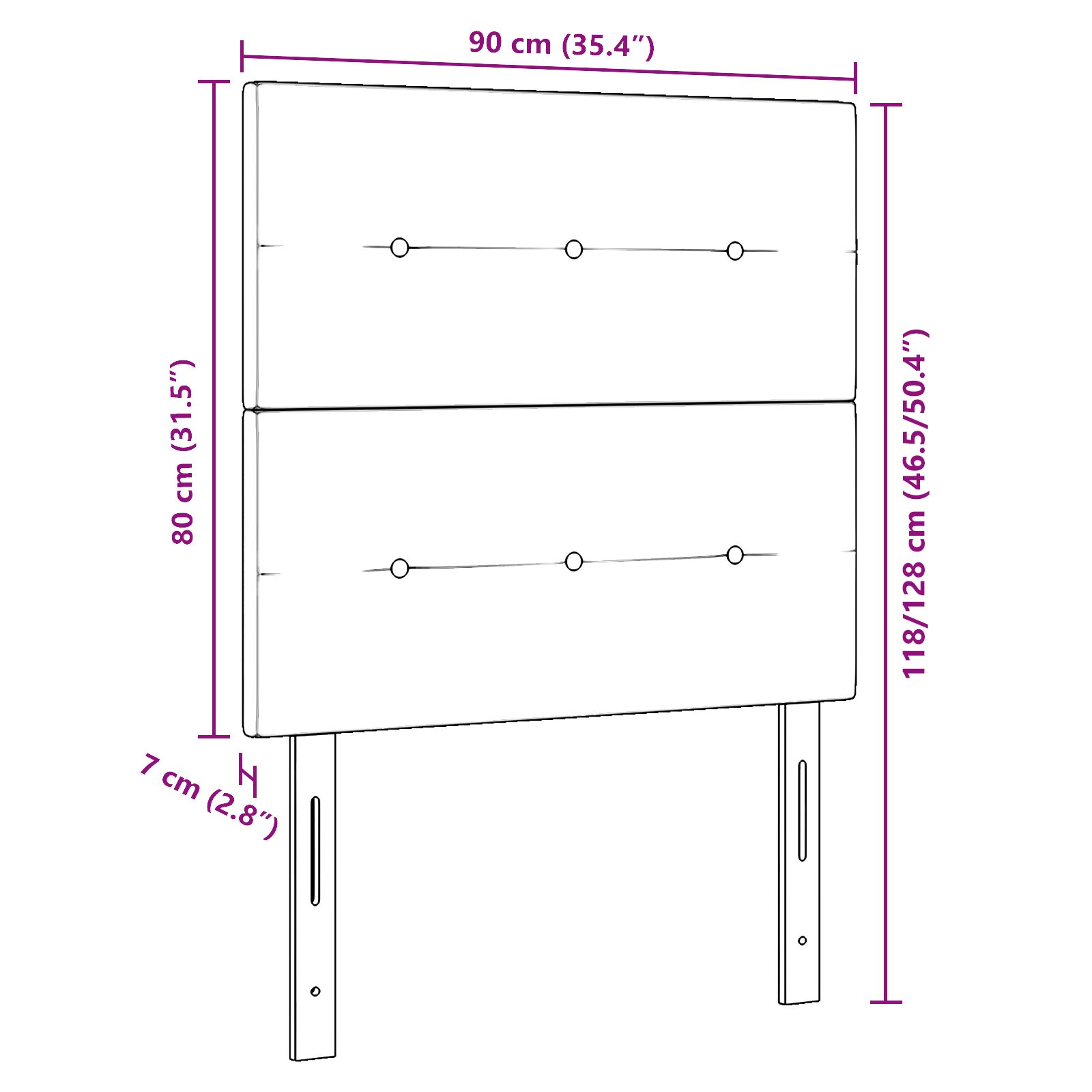Fejtámla gombos újhullámos sötétszürke 90 cm bársony