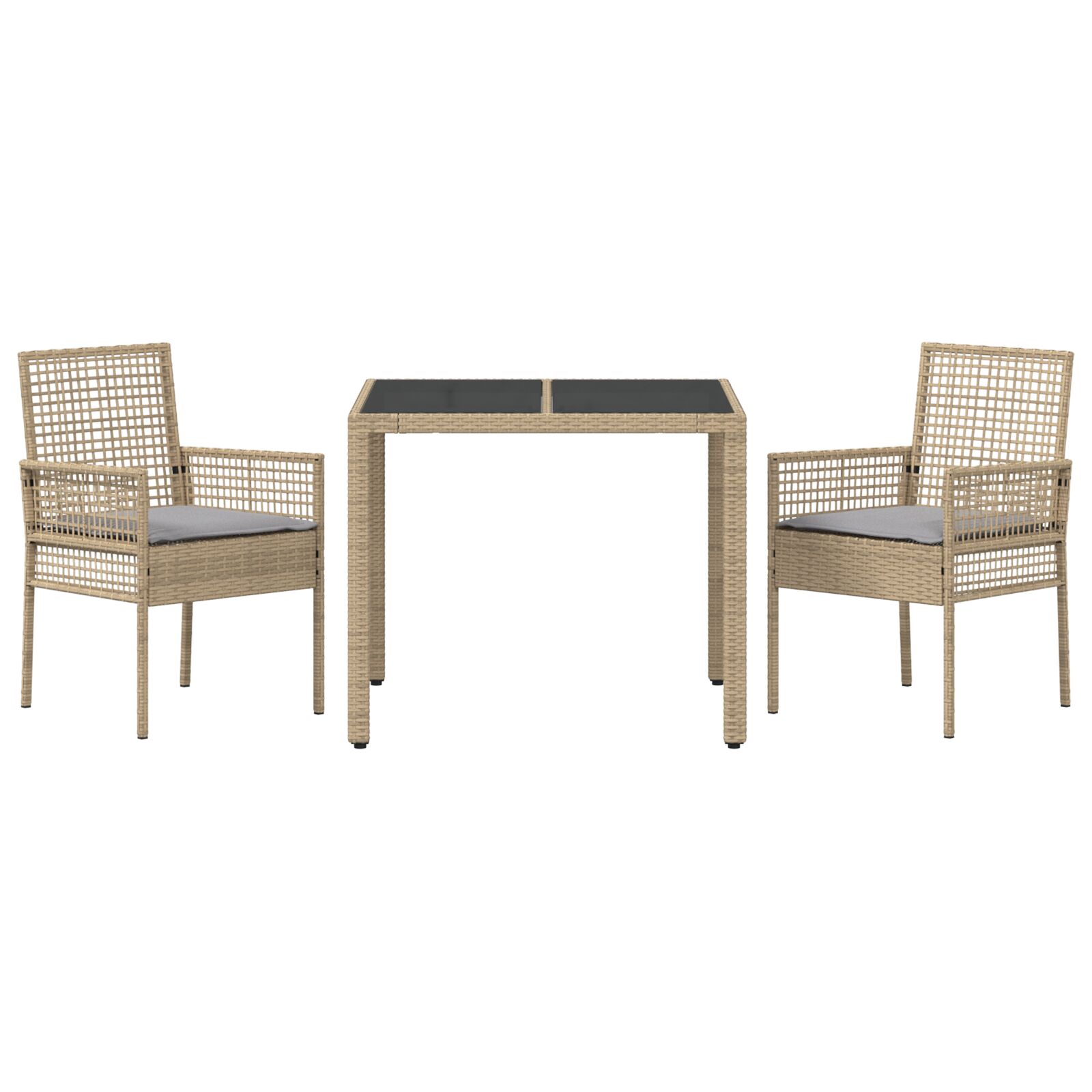 2 db bézs polirattan 90 x 90 x 75 cm uv-álló anyagok