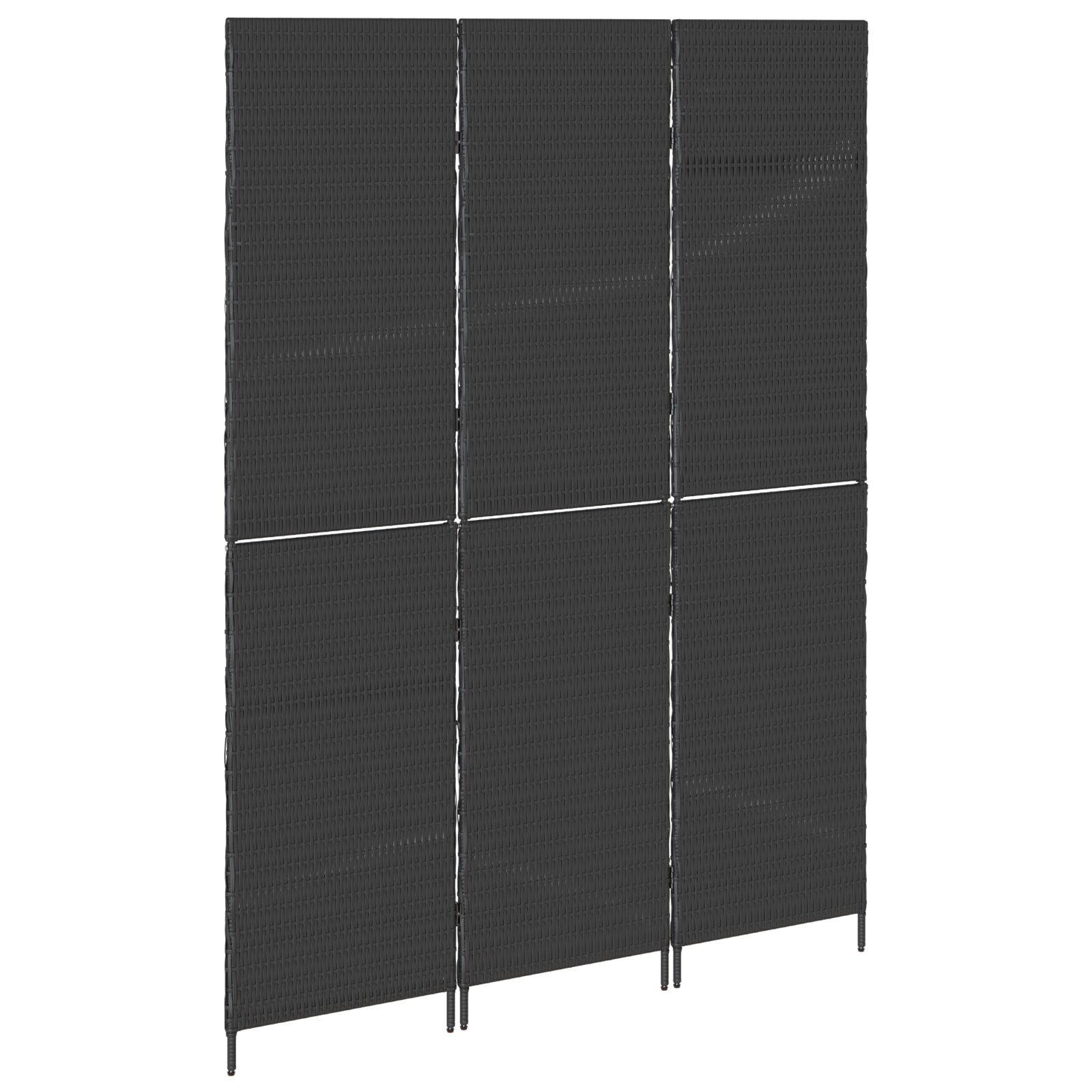 3 paneles elválasztó fekete 146x180 cm polirattan