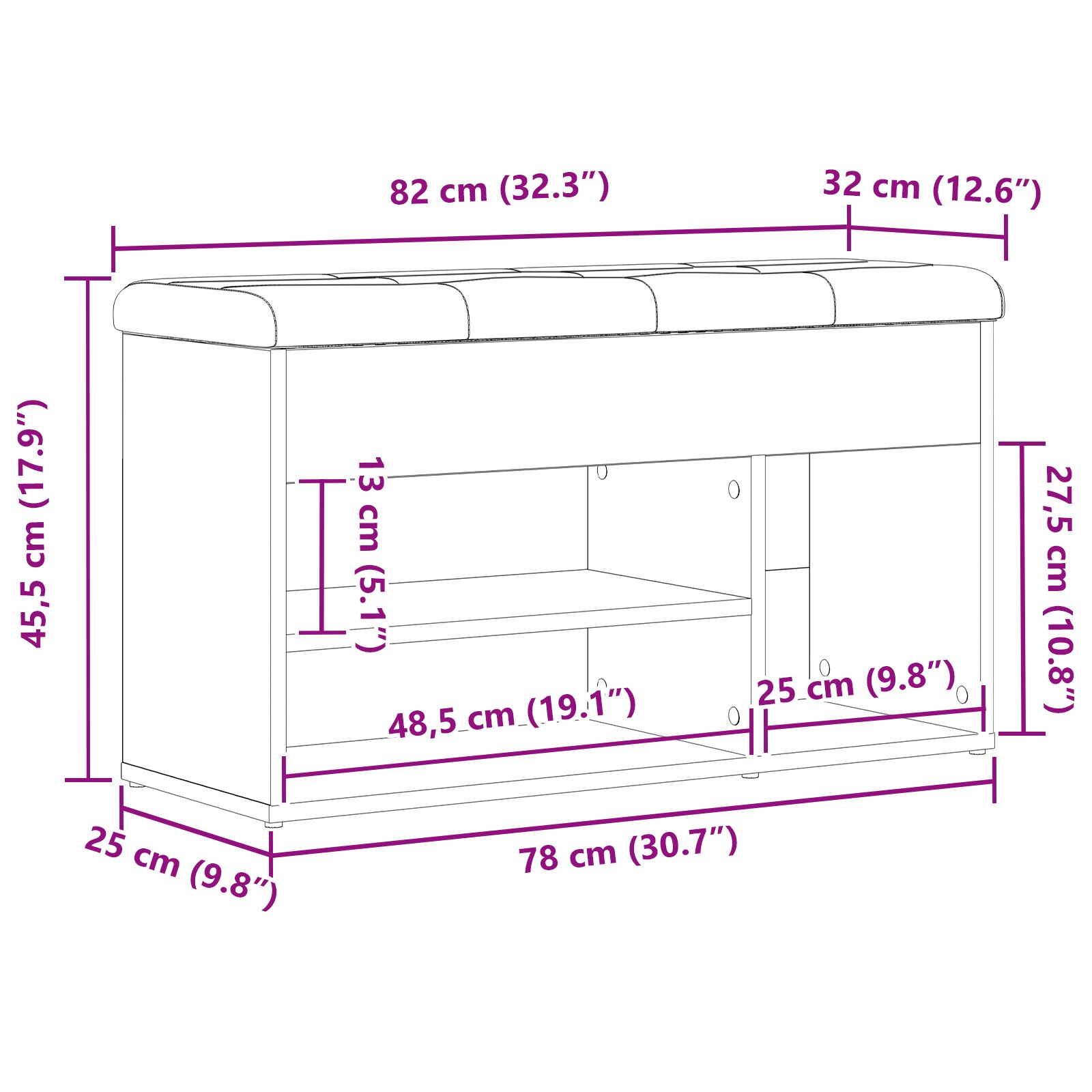 Tárolópad fekete tölgy 80x30x45 cm mérnöki fa