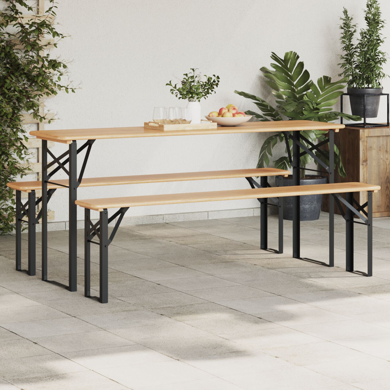 Sörasztal lábak 2 db hajtható fekete fekete porbevonatú acél