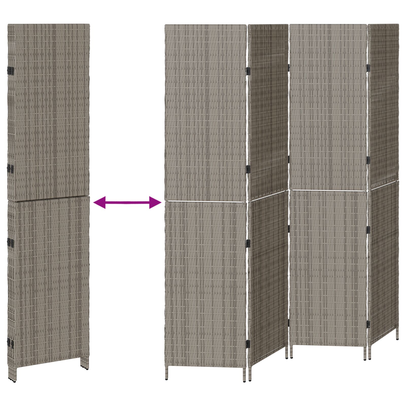 4 paneles összecsukható szobaelválasztó szürke 195x180 cm poli rattan 4 paneles összecsukható szobaelválasztó szürke 195x180 cm poli rattan