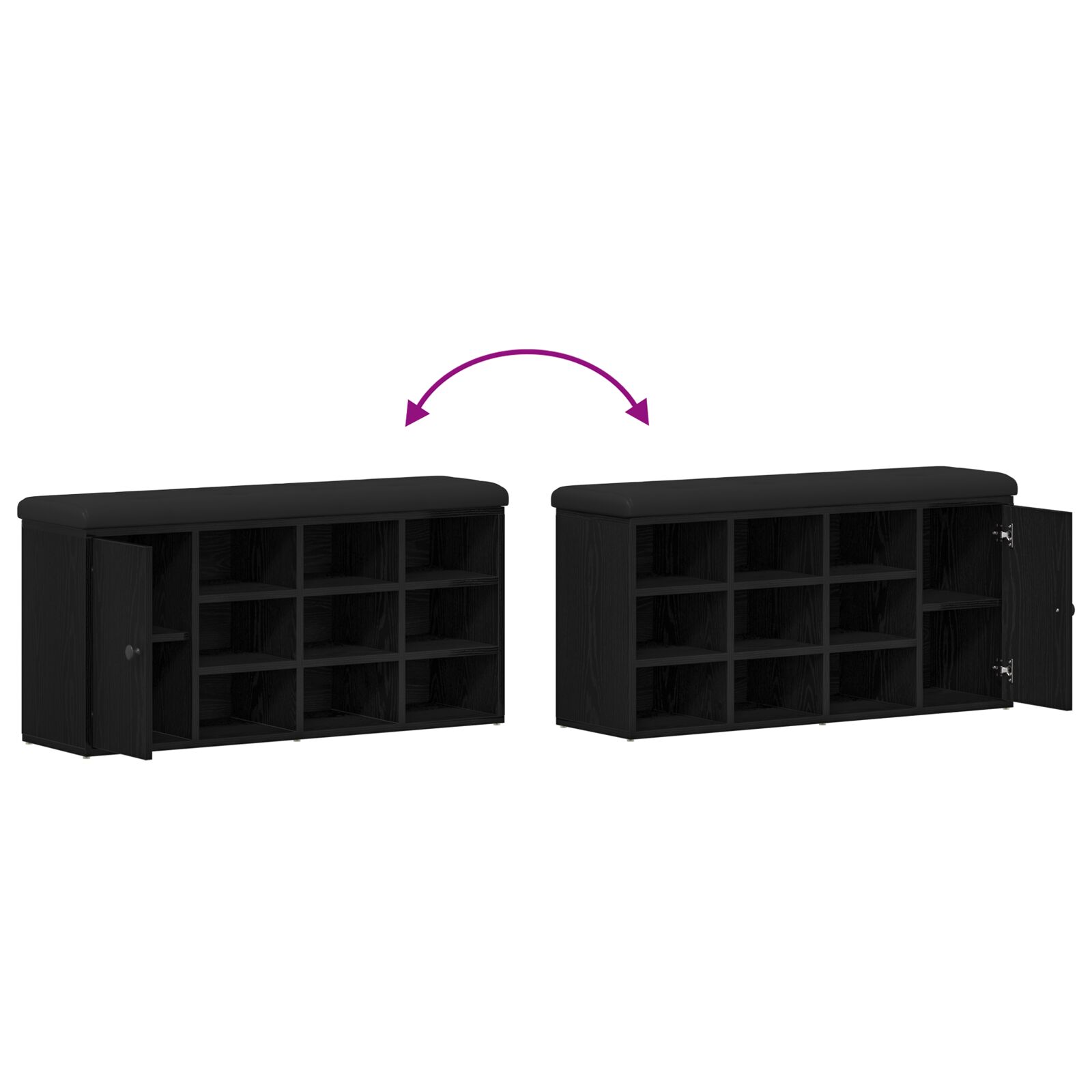 Tároló pad fekete tölgy 100x30x48 cm műanyag