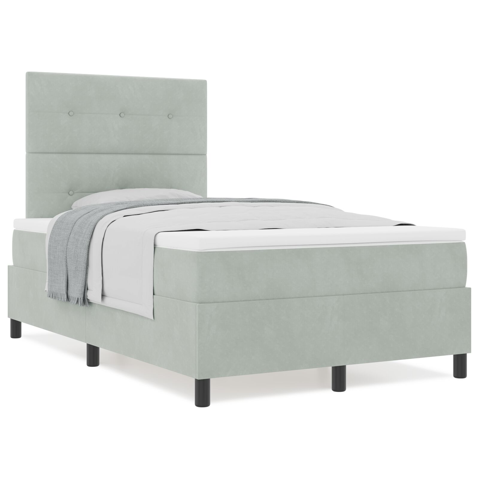 Boxspring ágy matrac kép sötétszürke 120x200 cm bársony