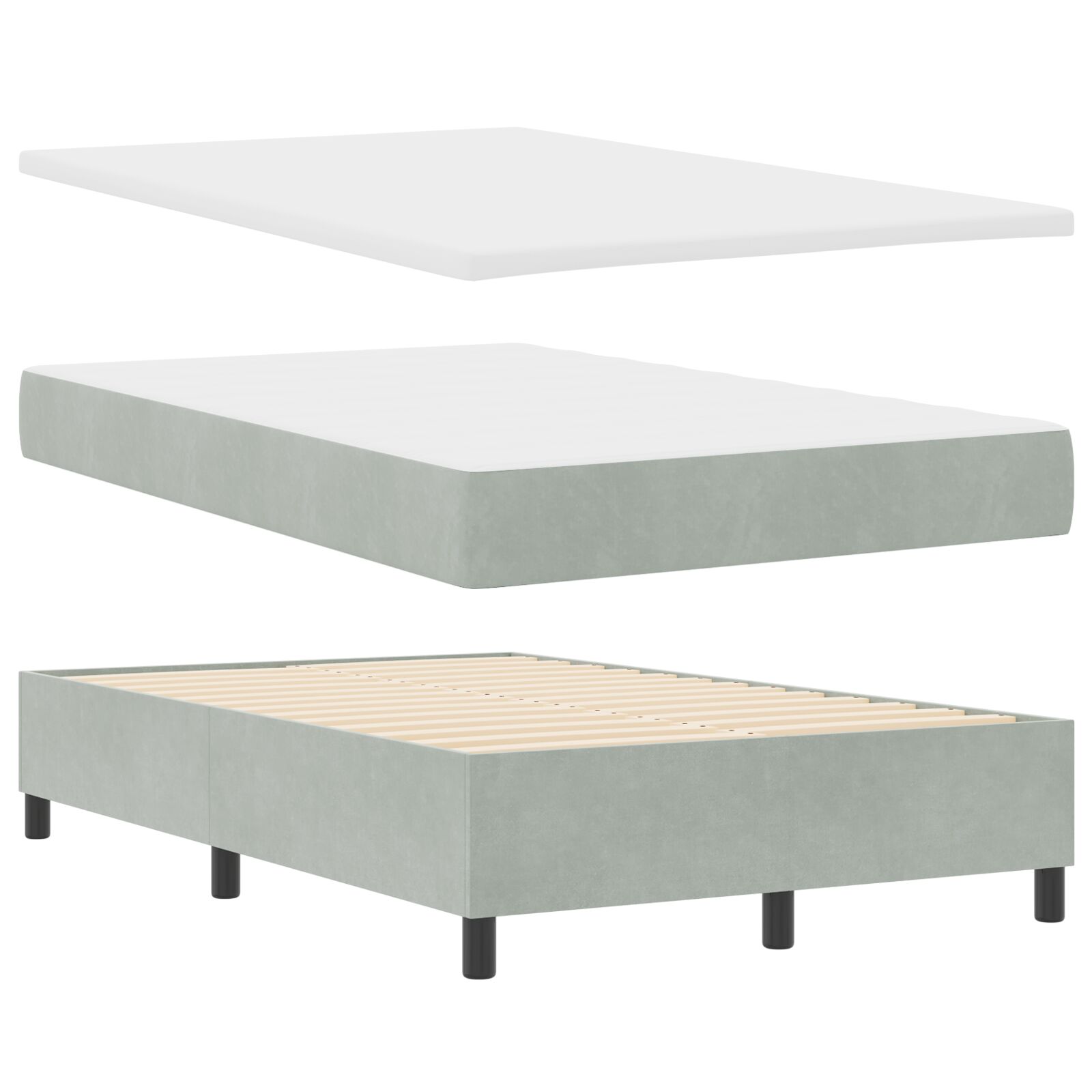 Boxspring ágy matrac kép sötétszürke 120x200 cm bársony