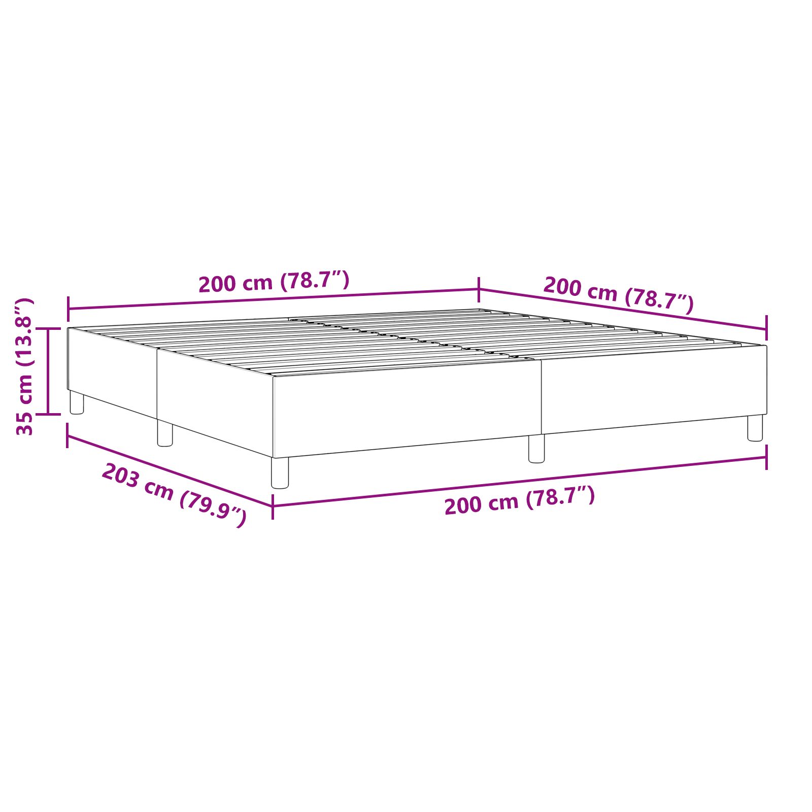 Boxspring ágy kék 200x200 cm vászon Boxspring ágy kék 200x200 cm vászon