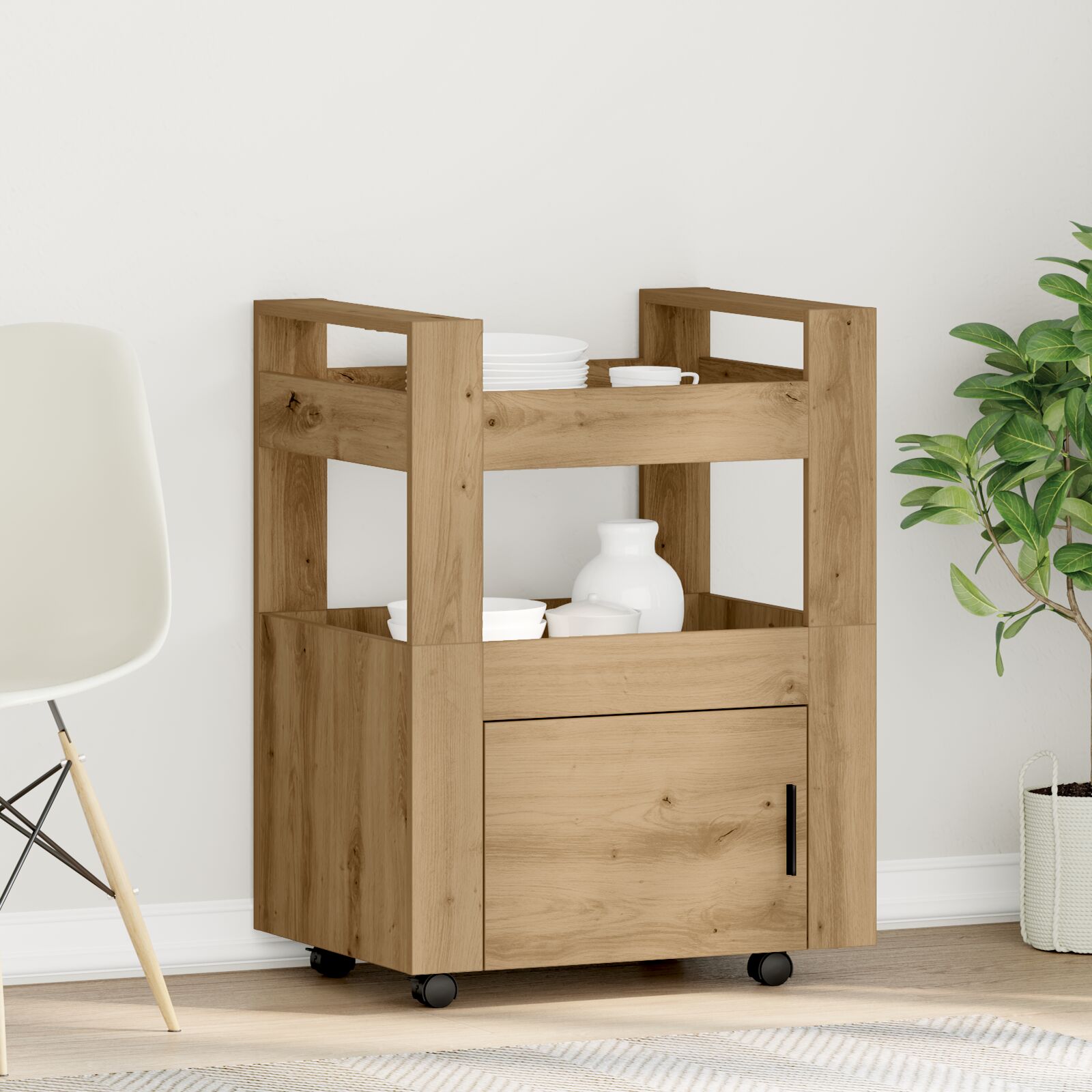 Konyhai trolly mesteri tölgy 60x45x80 cm mérnöki fa