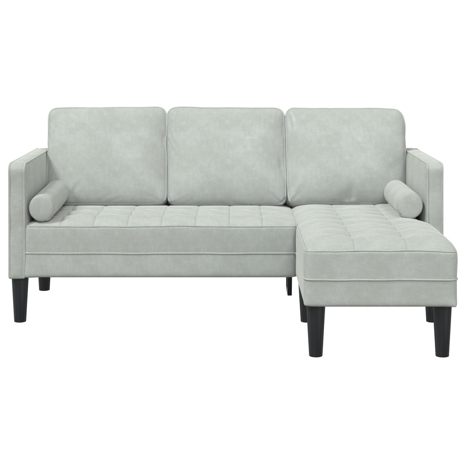 3-fős kanapé chaise l alakú világosszürke 160 cm pamut