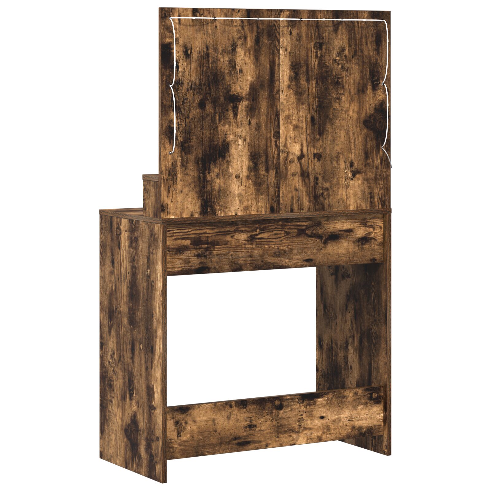 Sminkasztal led világítással füstölt tölgy 79x41x135 cm