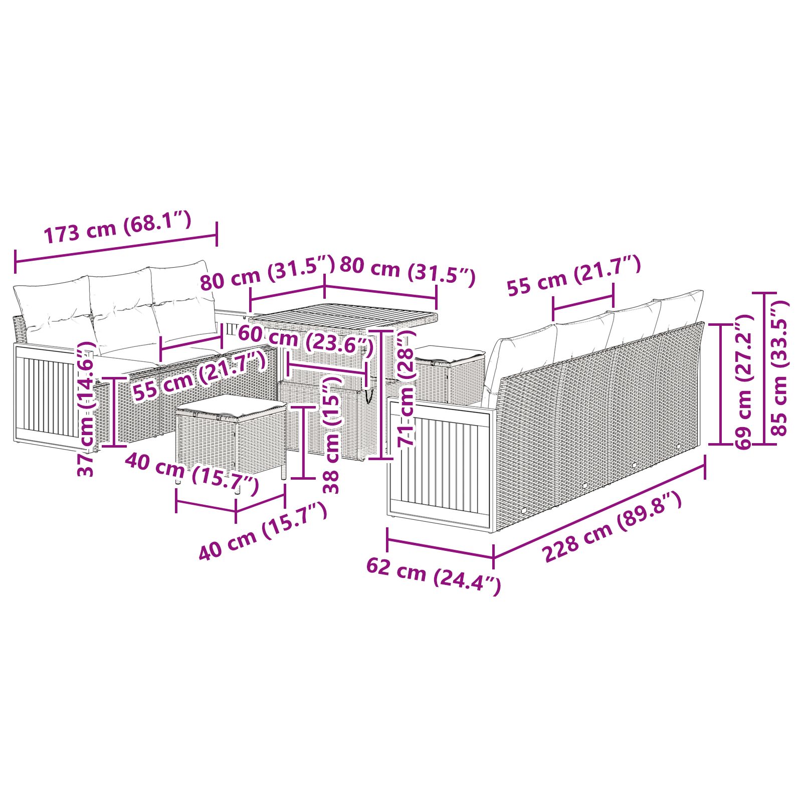 10 részes kerti kanapé szett párnákkal bézs poli rattan akácia, 2 személyes kerti kanapé párnákkal bézs poli rattan, 3 részes kerti étkező szett párnákkal bézs poli rattan akácia
