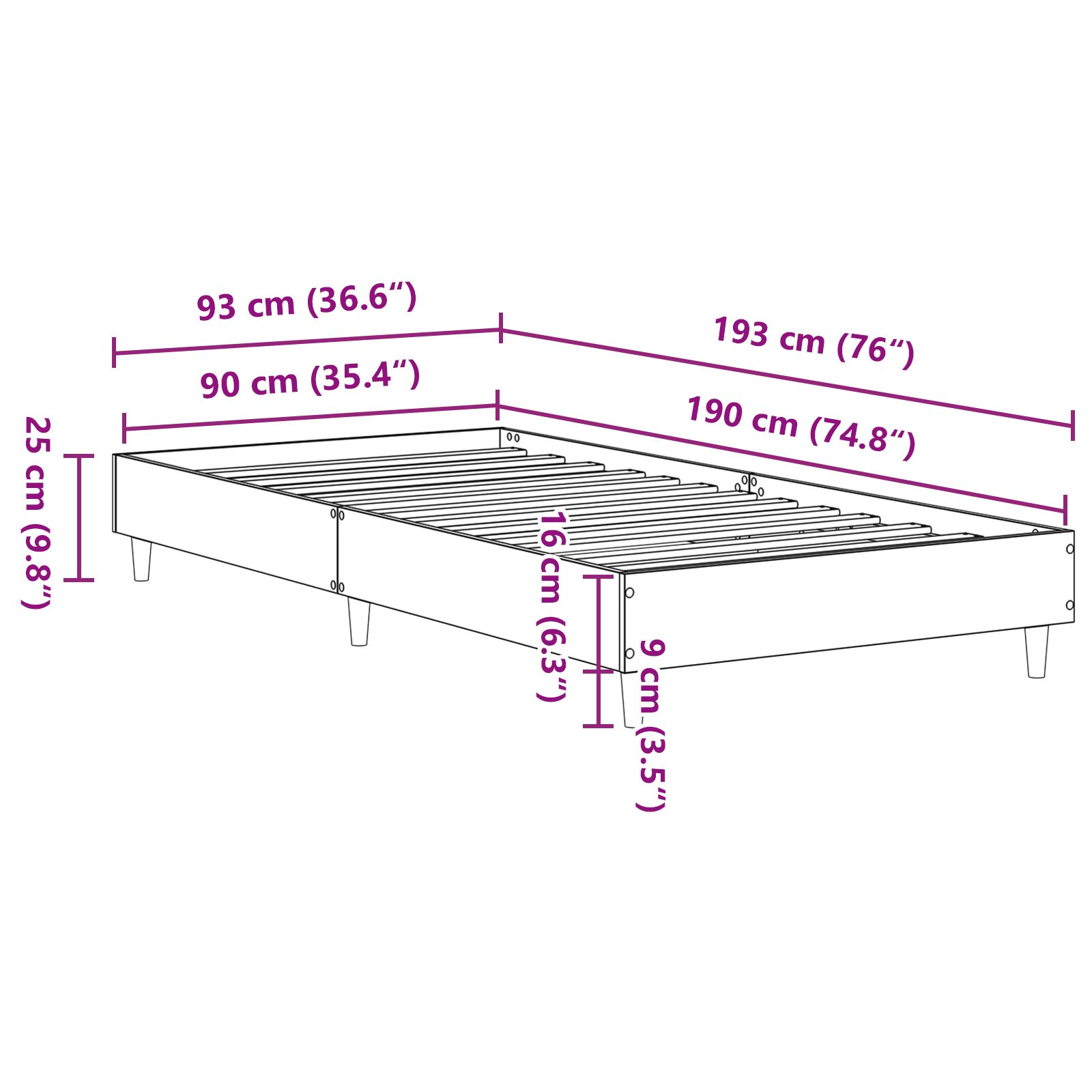 90x190 cm-es fekete tölgy merített fa ágykeret 90x190 cm-es fekete tölgy merített fa ágykeret