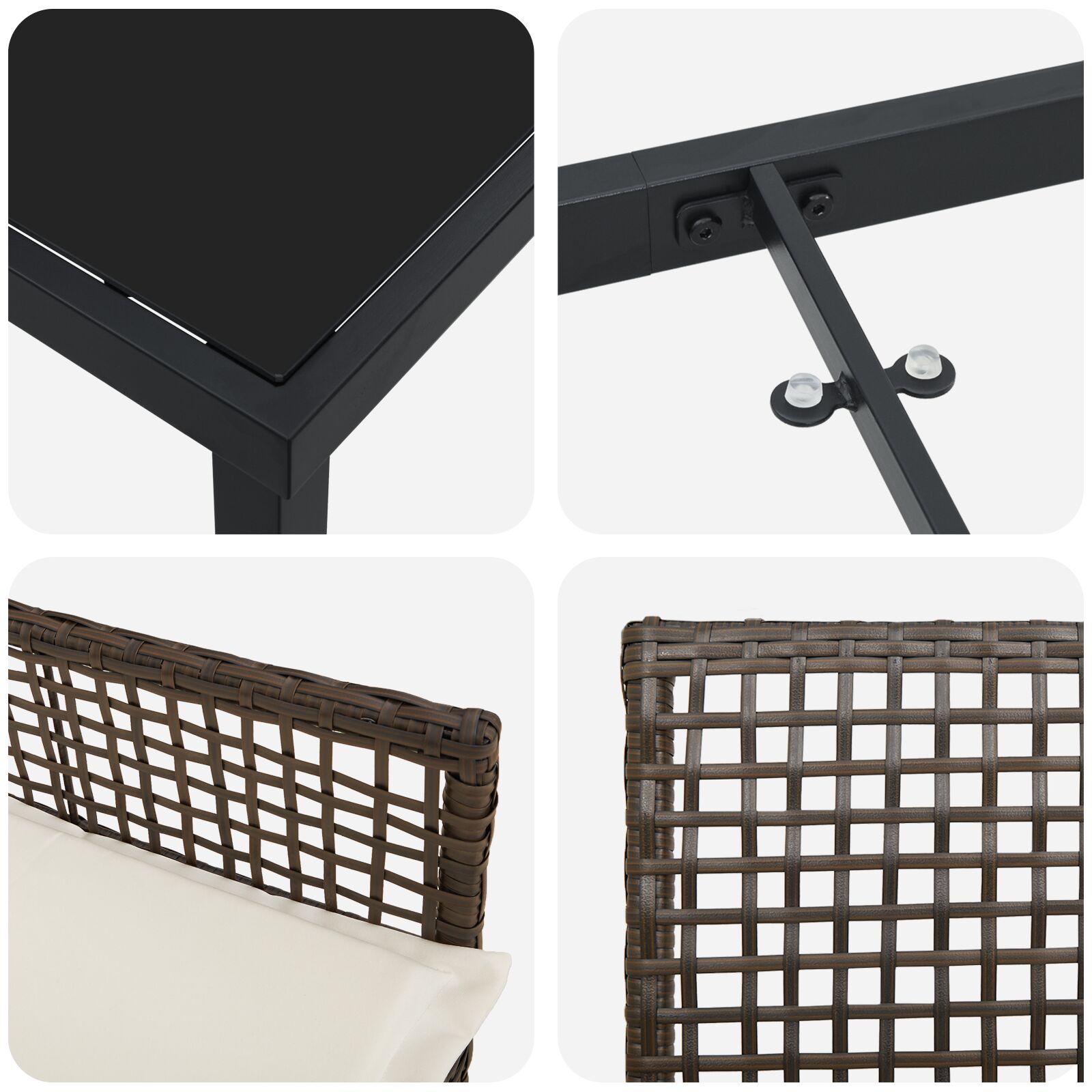 3 darabos kerti étkezőszett párnákkal barna poli rattan