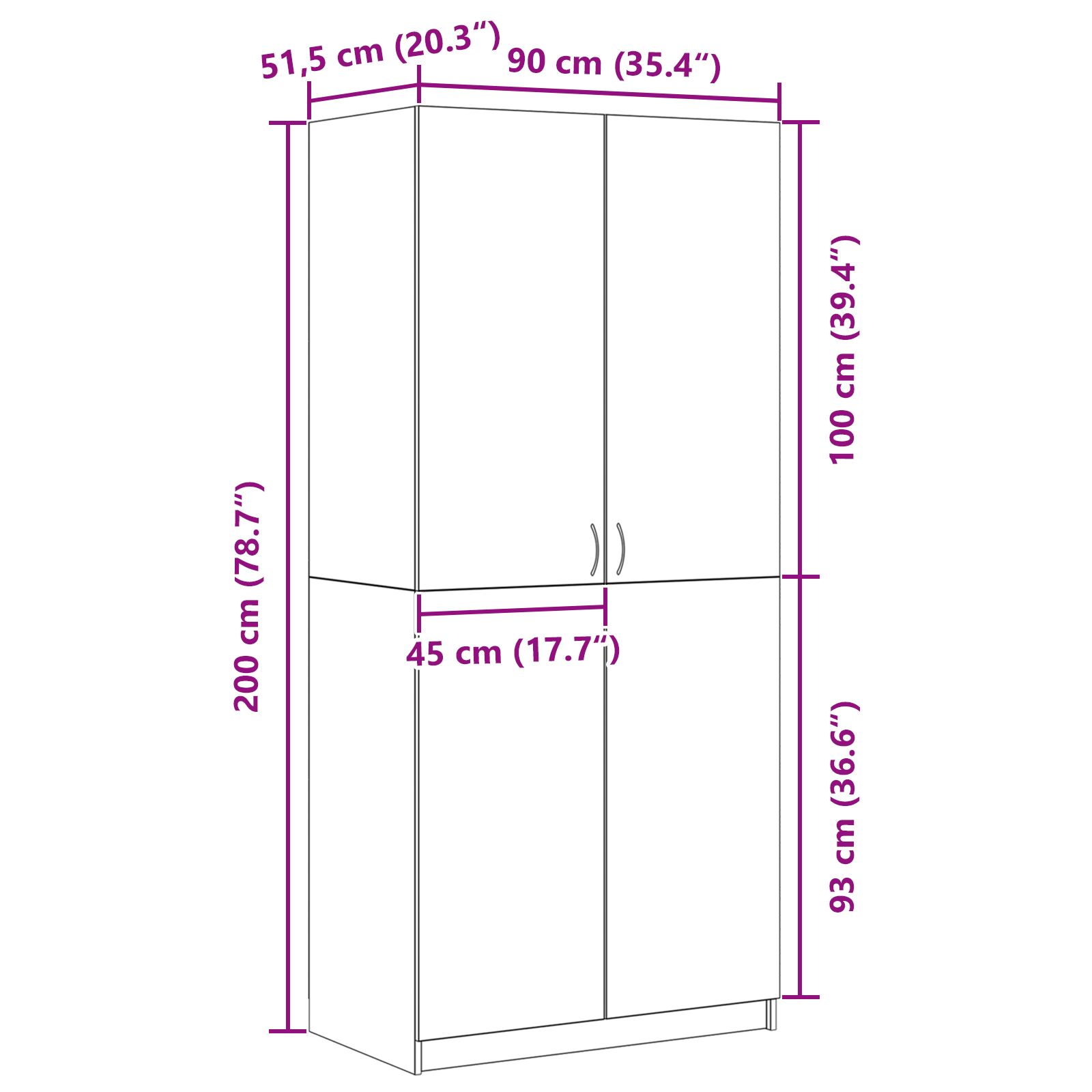 Fekete tölgy ruhásszekrény 90x52x200 cm összeszerelt fa