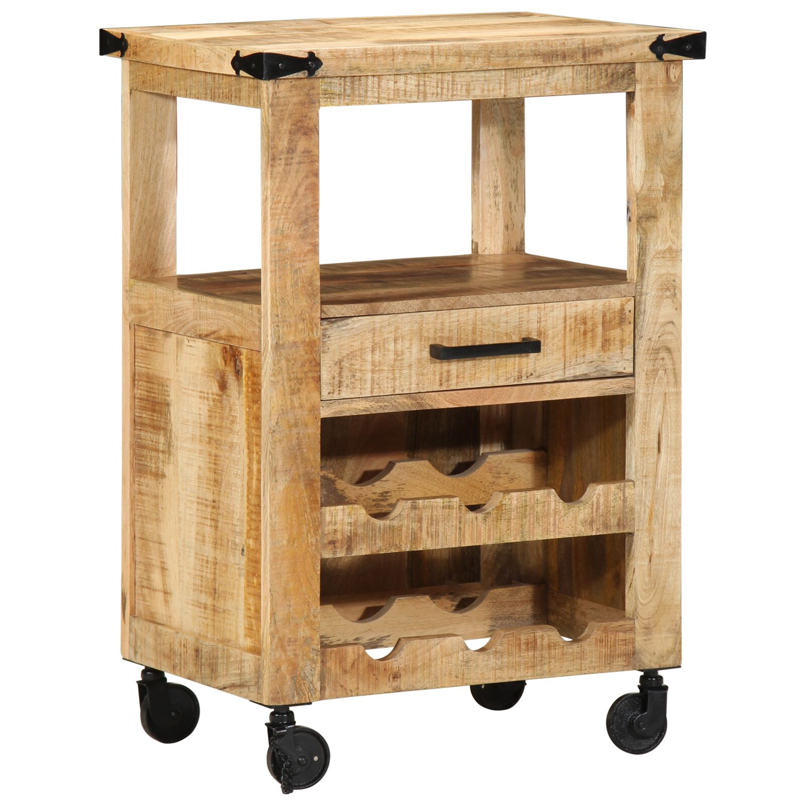 Konyhai kocsi 55x40x80 cm tömör durva fa mangó Konyhai kocsi 55x40x80 cm tömör durva fa mangó