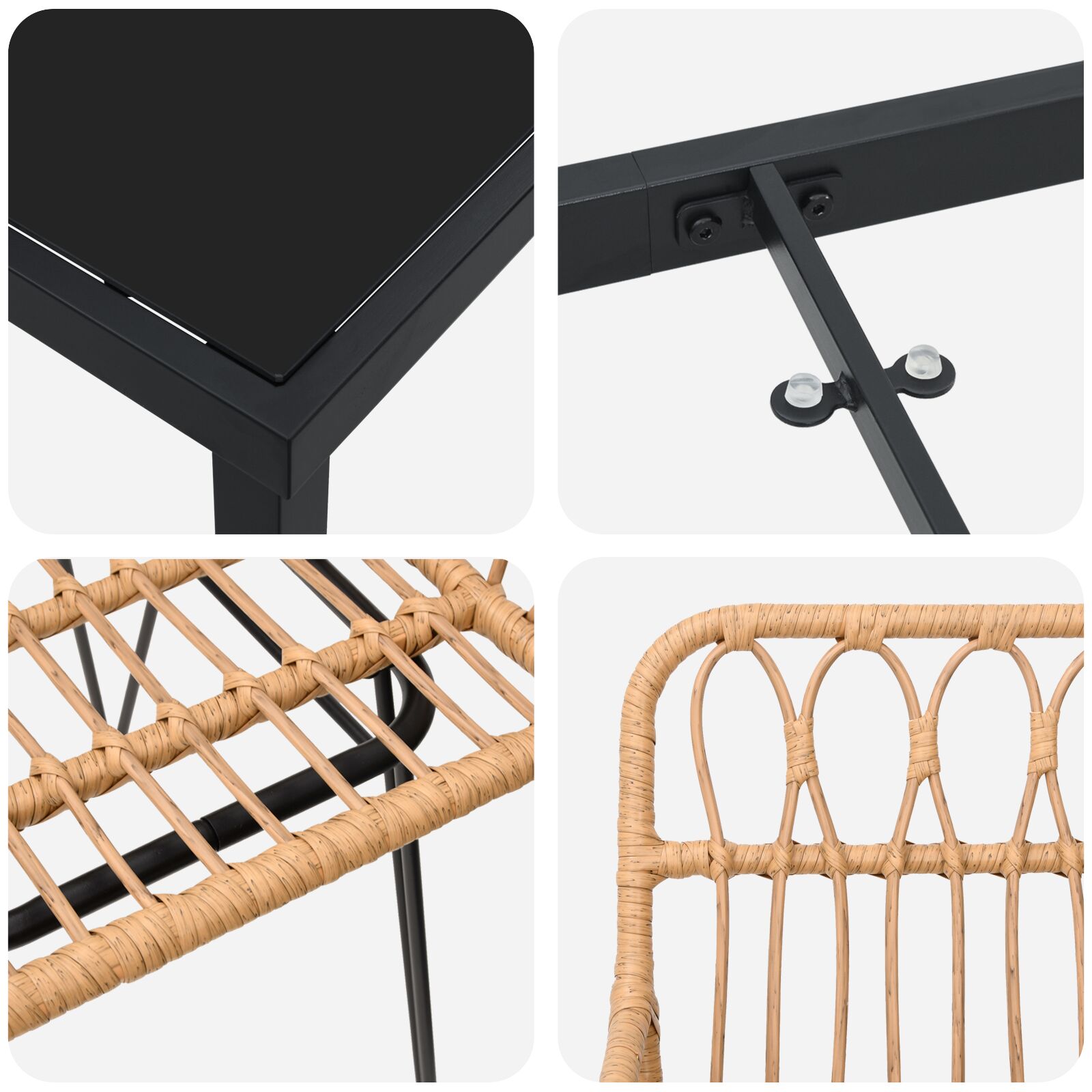 7 darabos kerti étkező szett barna poli rattan