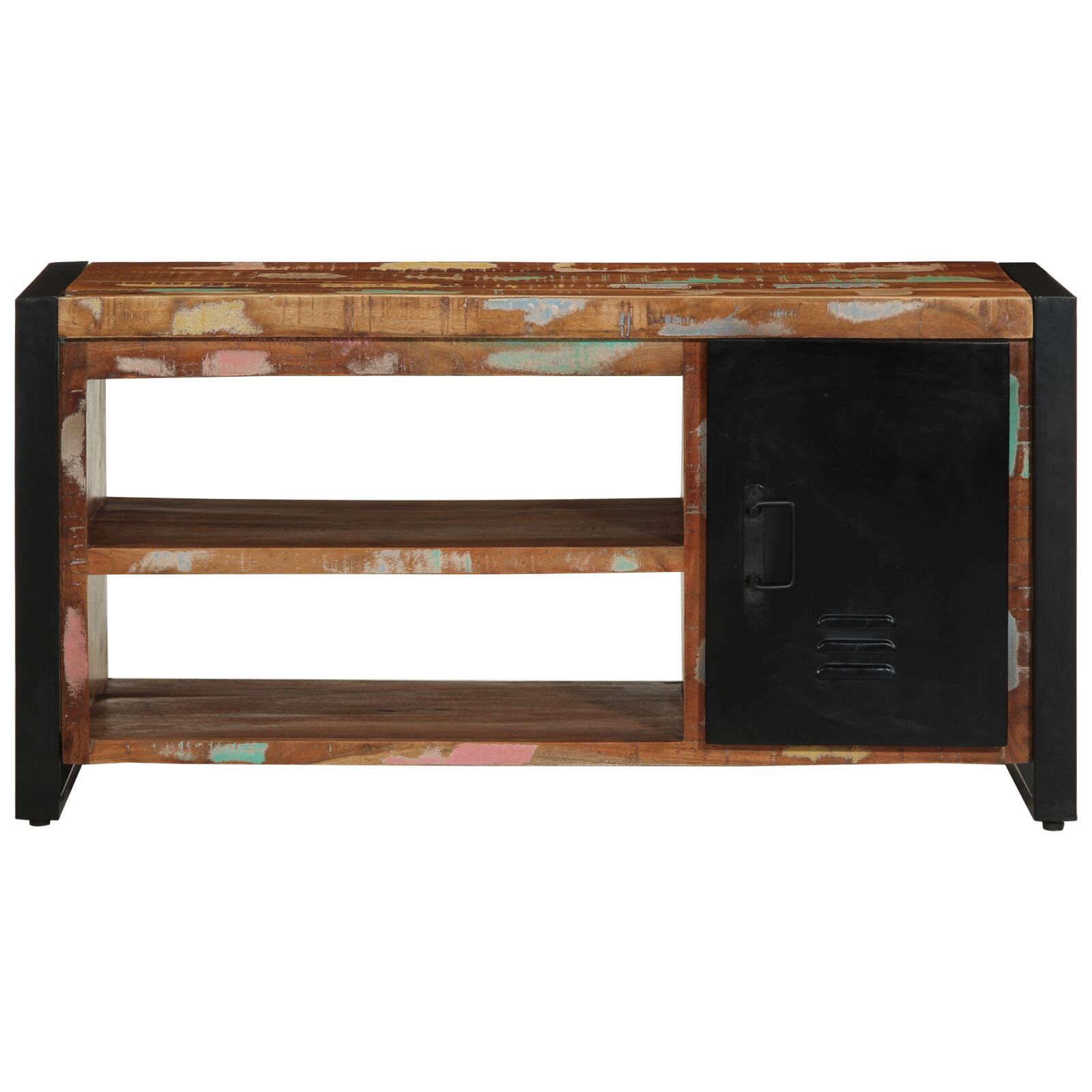 Cipőpad többszínű 100x40x50 cm tömör újrahasznosított fa