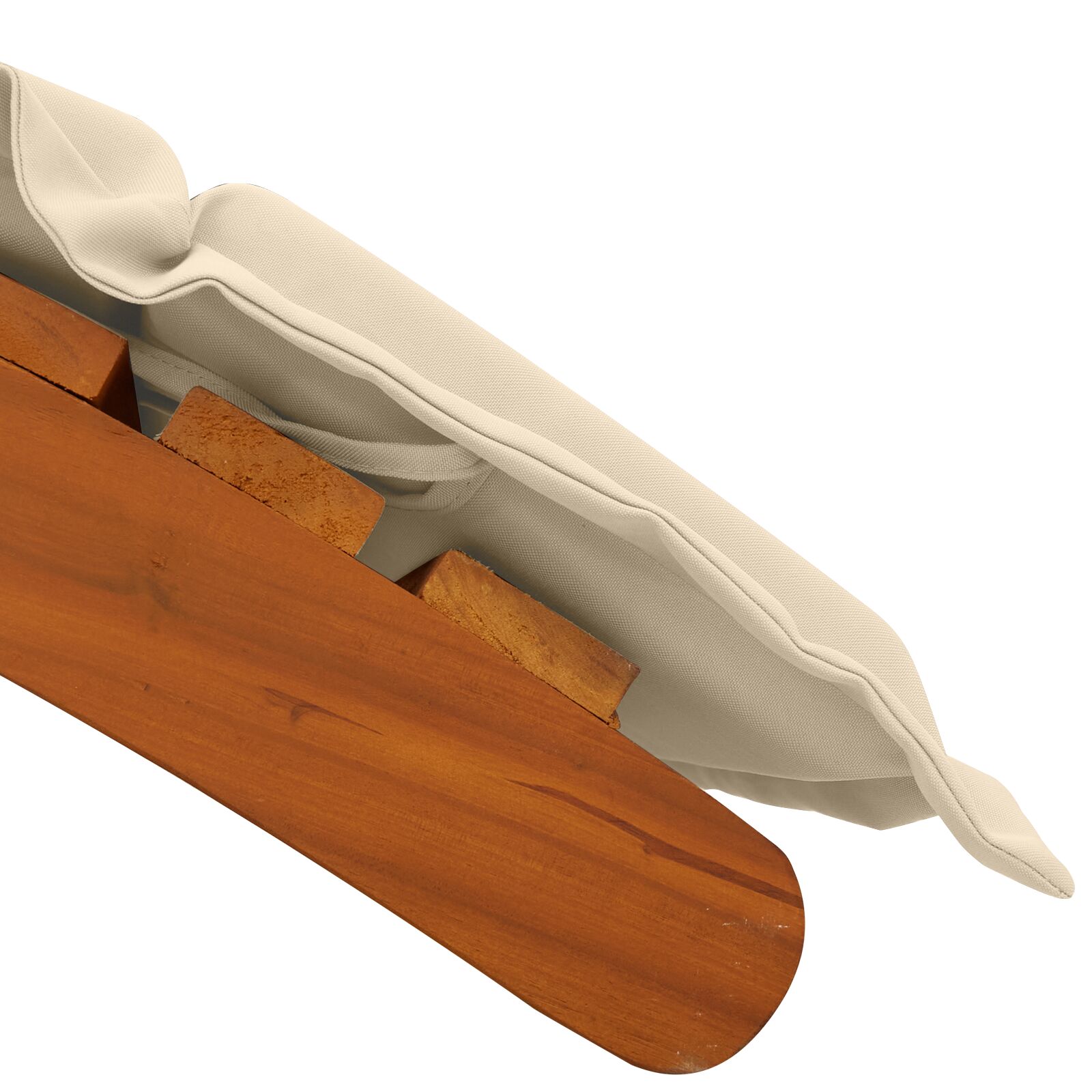 2 db bézs napozóágy párnákkal tömör akácfából