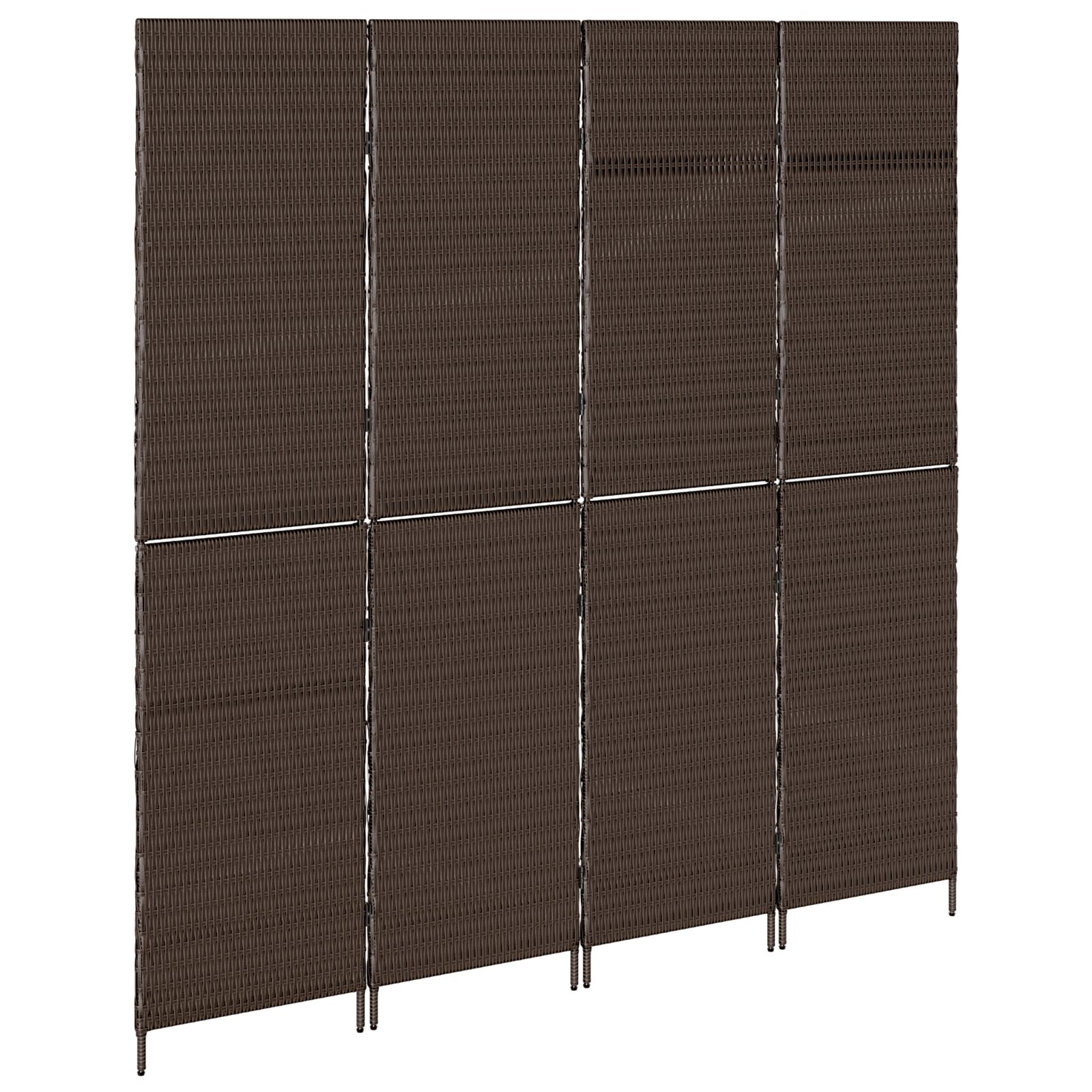 Szobai elválasztó 4 paneles összecsukható barna 195x180 cm poli rattan