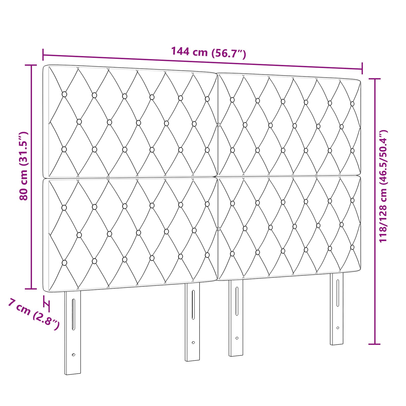 Fejtámla kristálygomb tűzött világosszürke 140 cm bársony