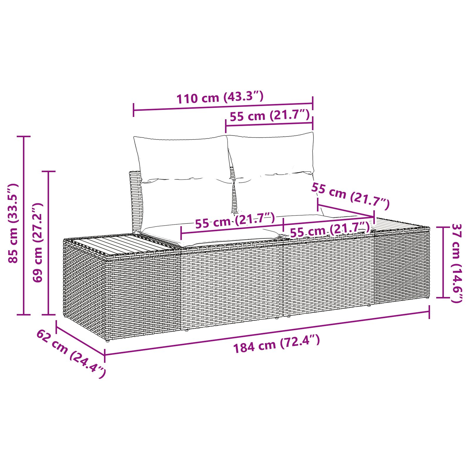 5 darabos kert kanapé szett bézs poli rattan akácia