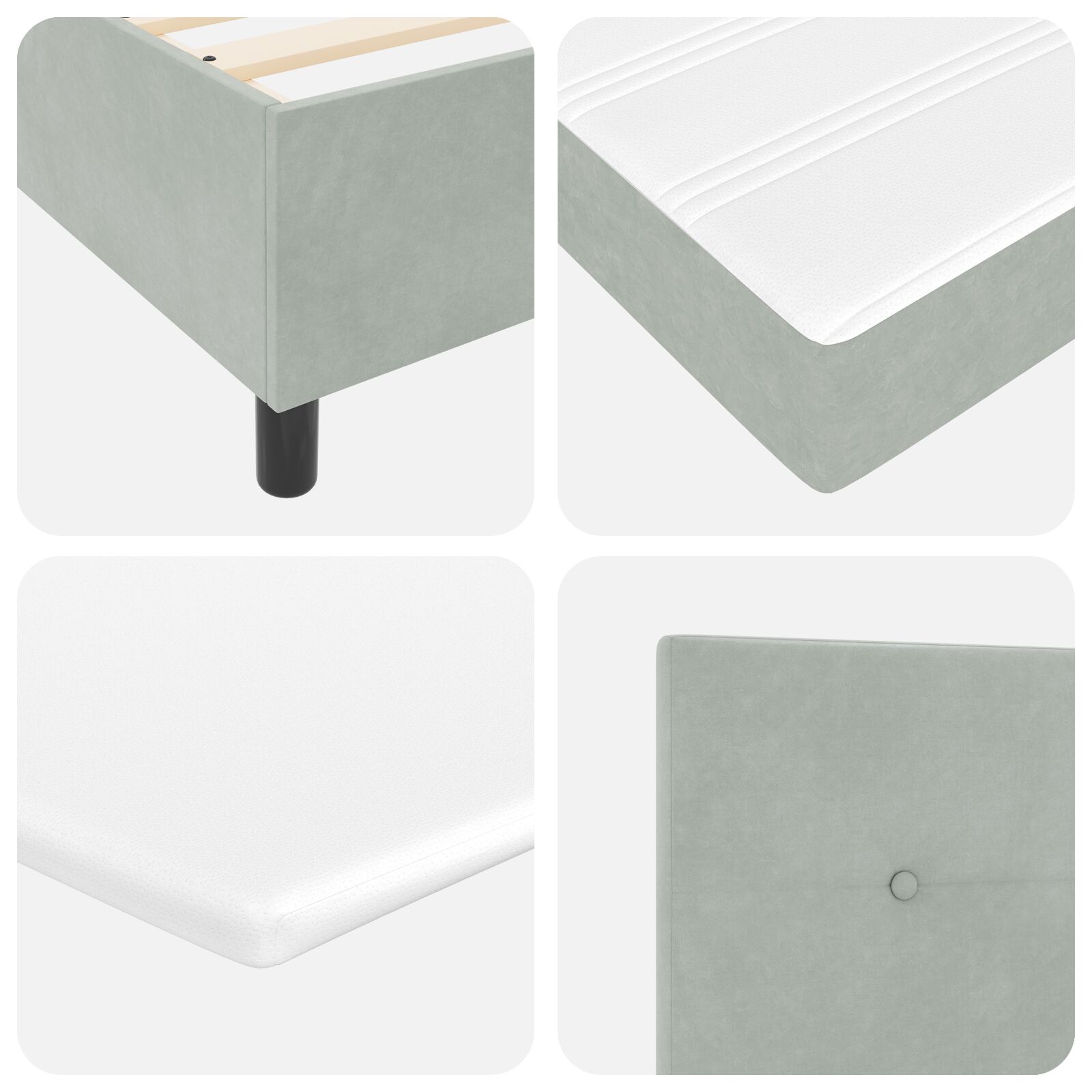 Boxspring ágy matrac kép sötétszürke 120x200 cm bársony