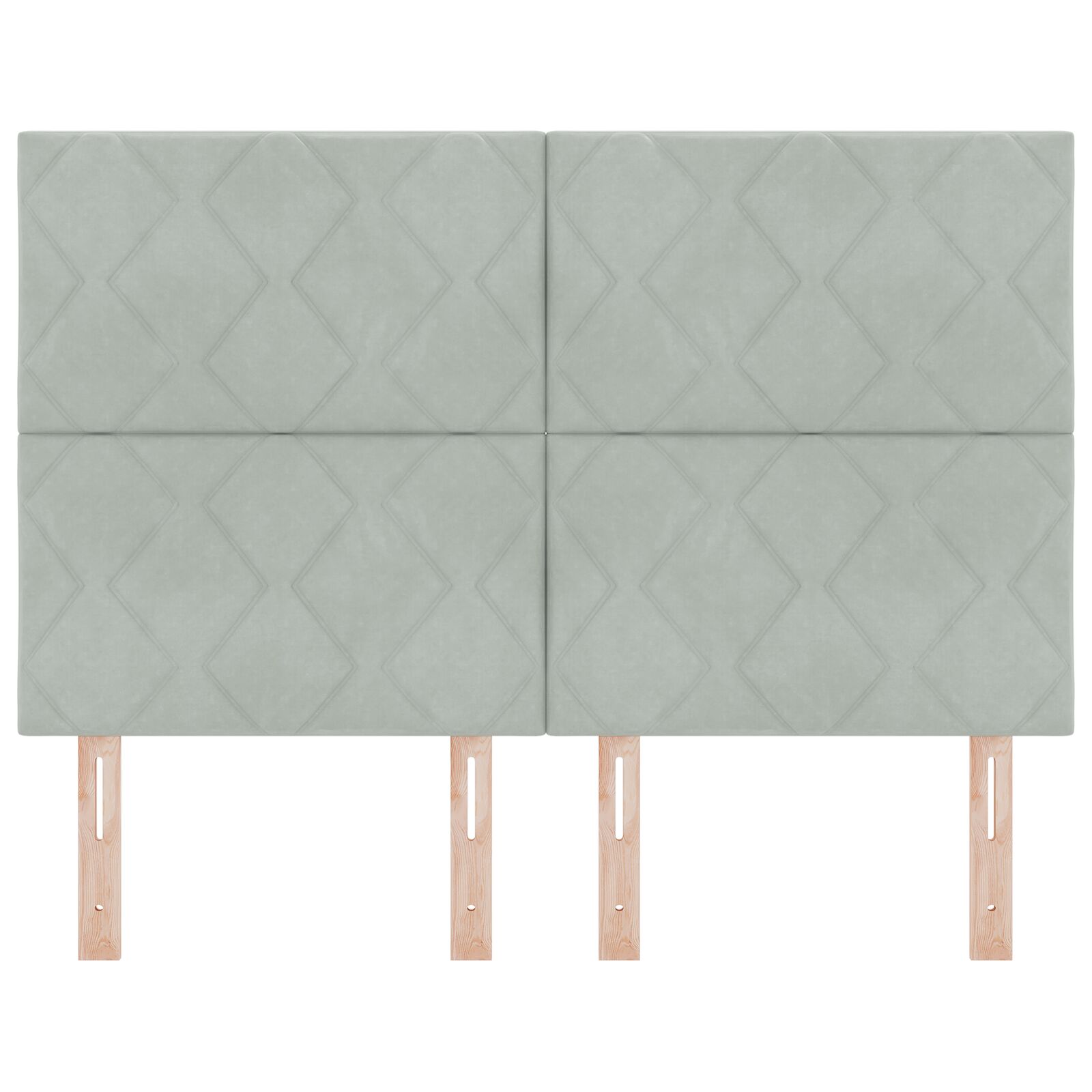 Fejtámla gyémánt blokkok dizájn világosszürke 140 cm bársony