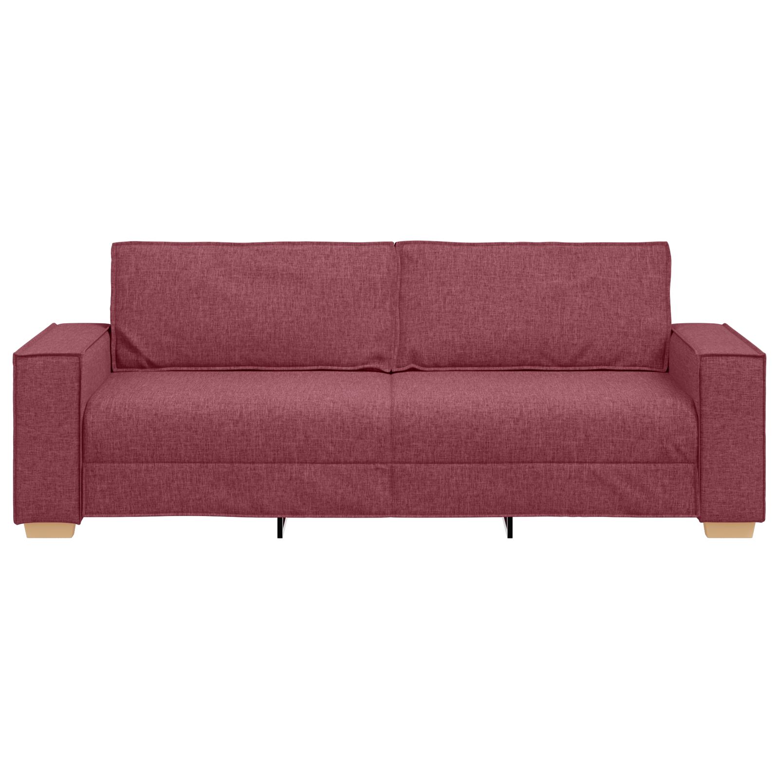 3-személyes kanapé light grey 59 cm textil burgundi vörös poliészter