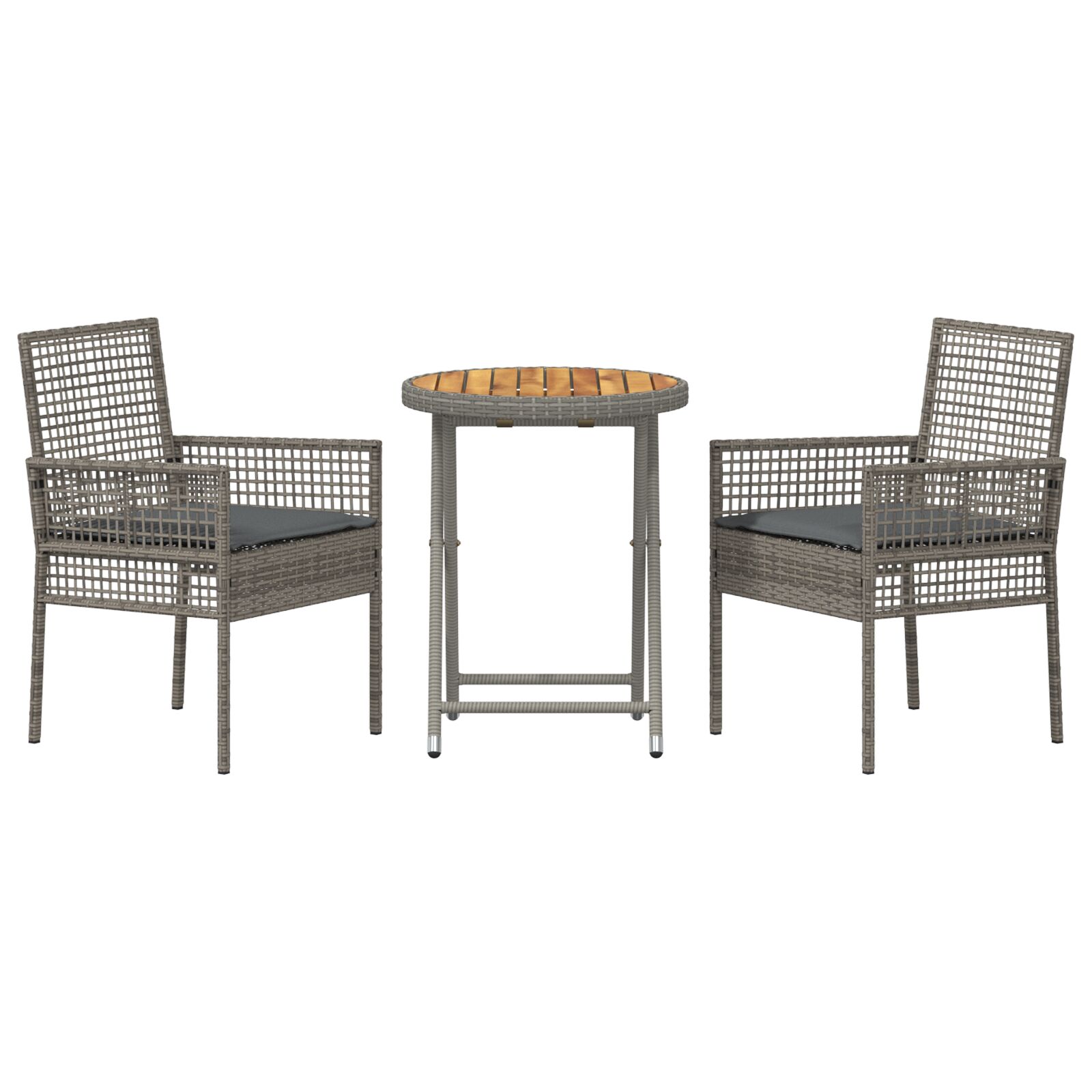 3 darabos kerti bistro készlet párnákkal szürke poli rattan 3 darabos kerti bistro készlet párnákkal szürke poli rattan