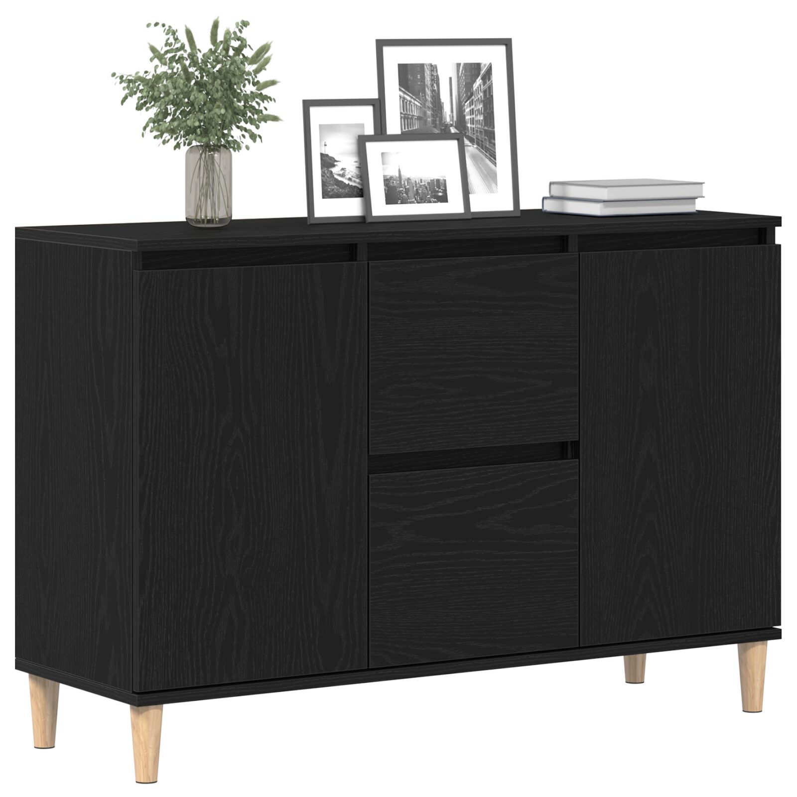Fekete tölgy oldalszekrény 101x35x60 cm műszaki fa