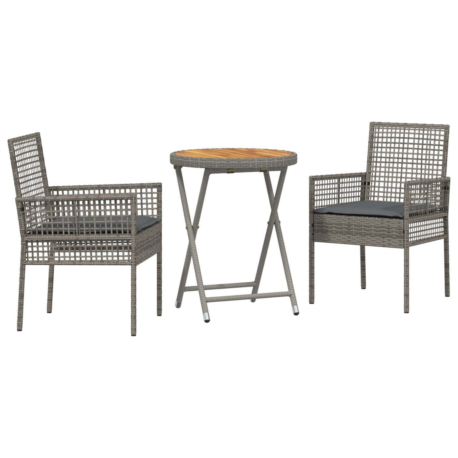 3 darabos kerti bistro készlet párnákkal szürke poli rattan 3 darabos kerti bistro készlet párnákkal szürke poli rattan