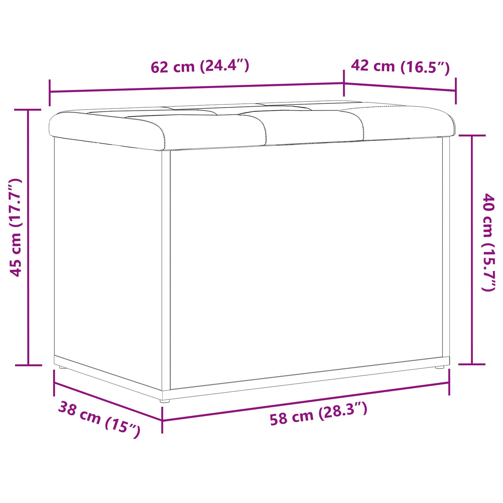 Tárolópad fekete tölgy 60x40x45 cm műanyag