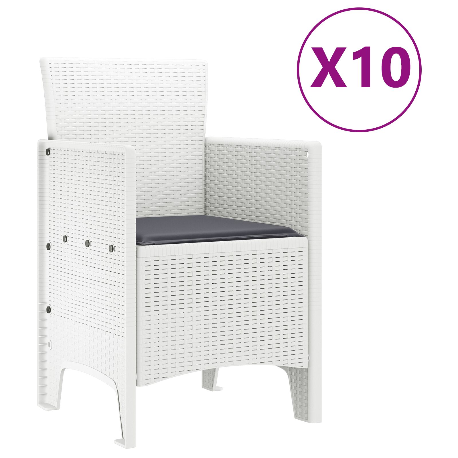 11 darabos kerti étkezőszett párnákkal fehér polirattan