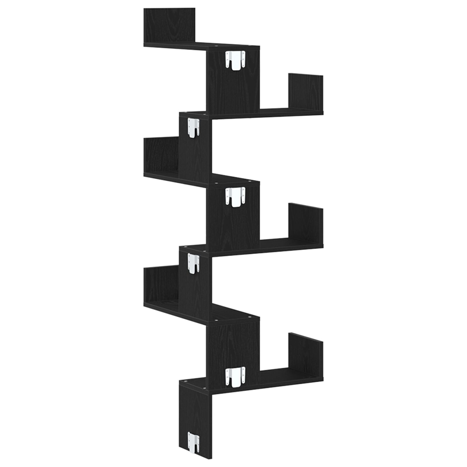 Fekete tömörfa sarokpolc 45x45x147 cm műanyagalapú