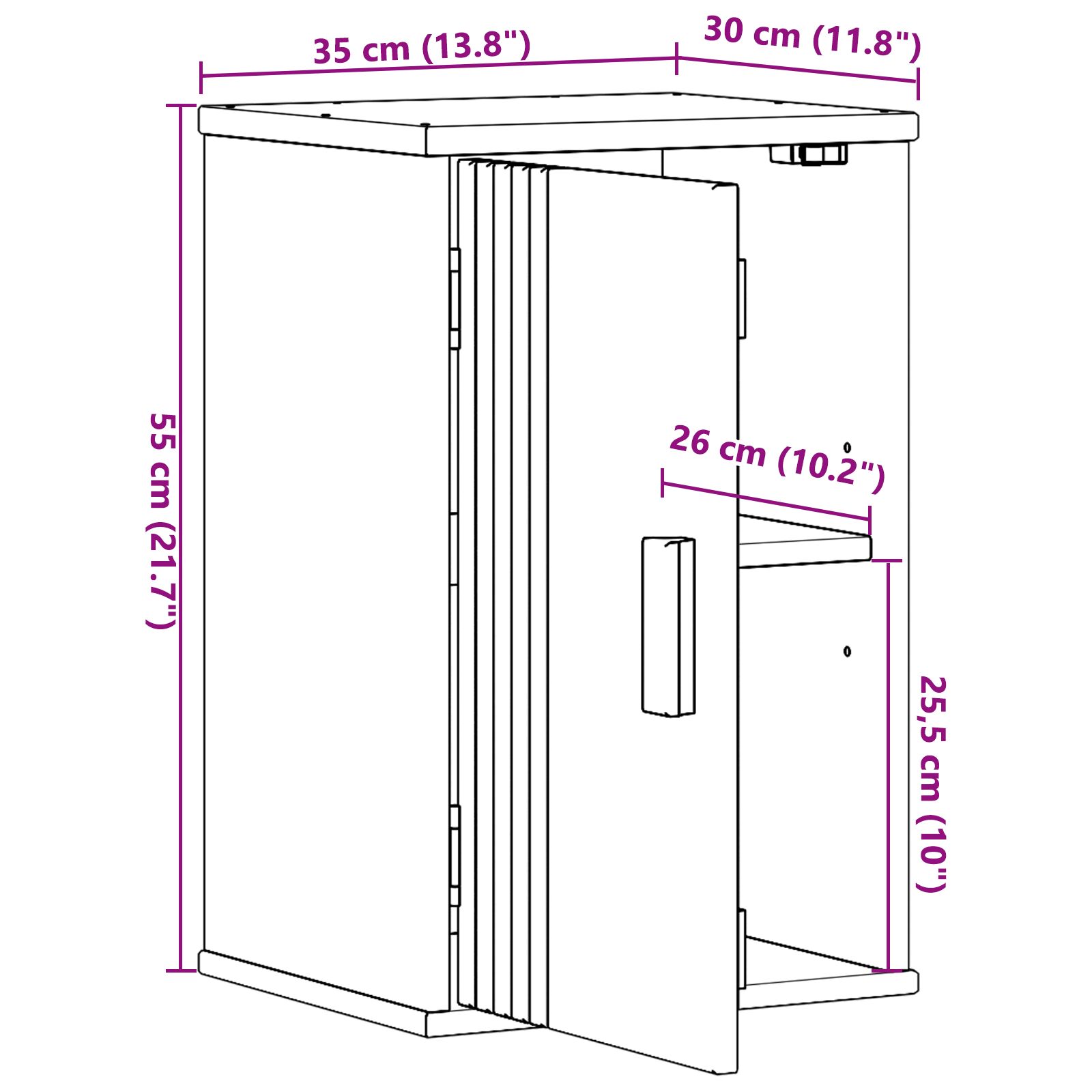 Fürdőszobai tároló szekrény 35x30x55 cm tömör fenyőfa
