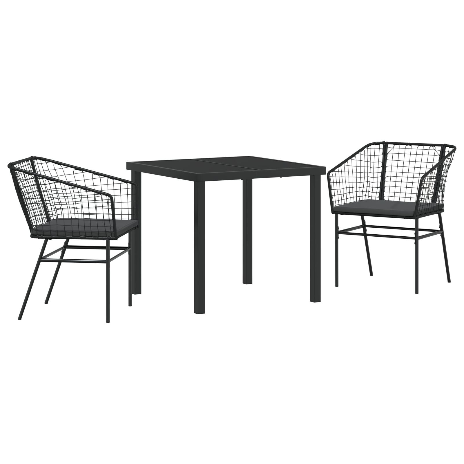 2 darab fekete és sötétszürke pe rattan, porszórt acél standard