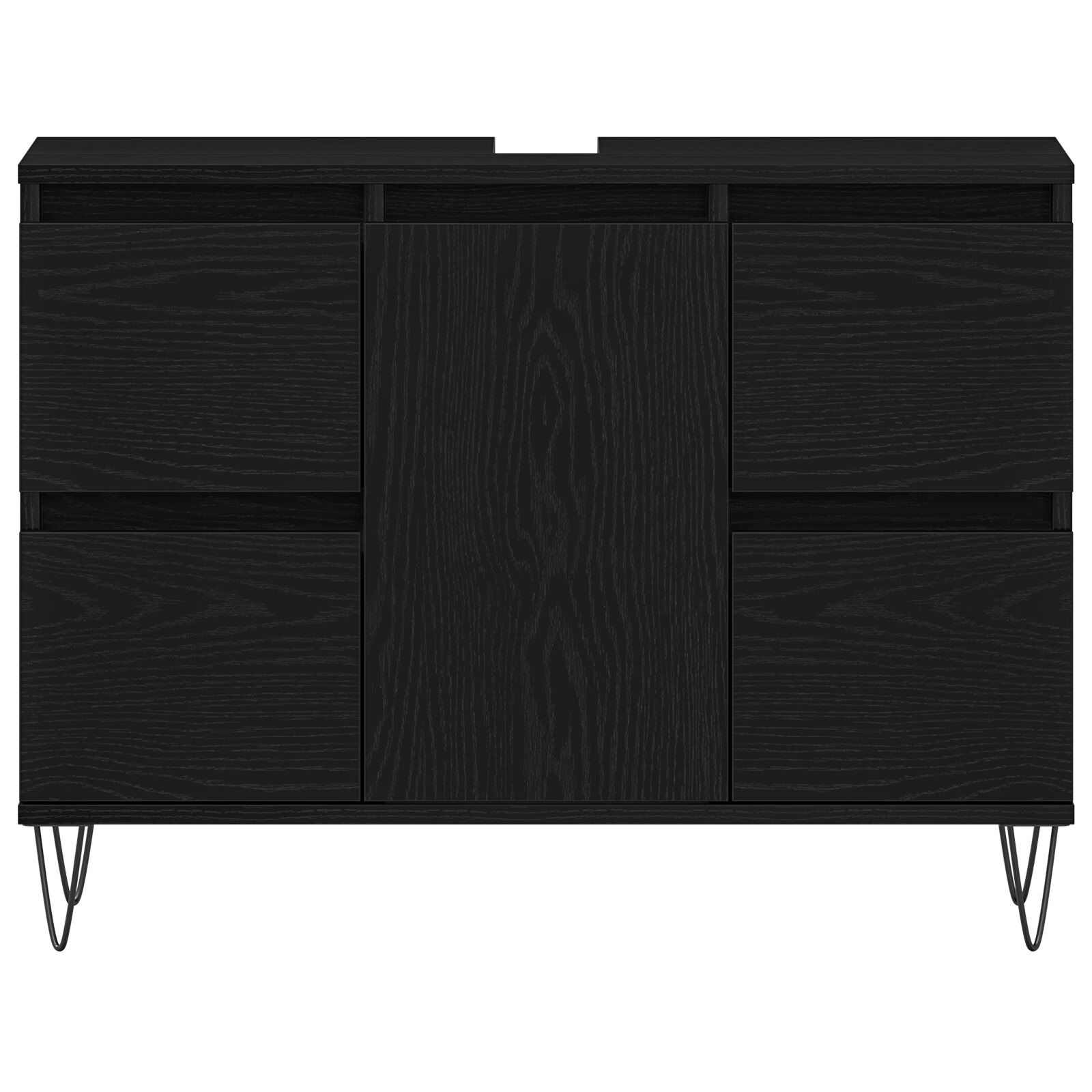 Fürdőszoba mosdókagyló szekrény fekete tölgy 80x33x60 cm műanyag