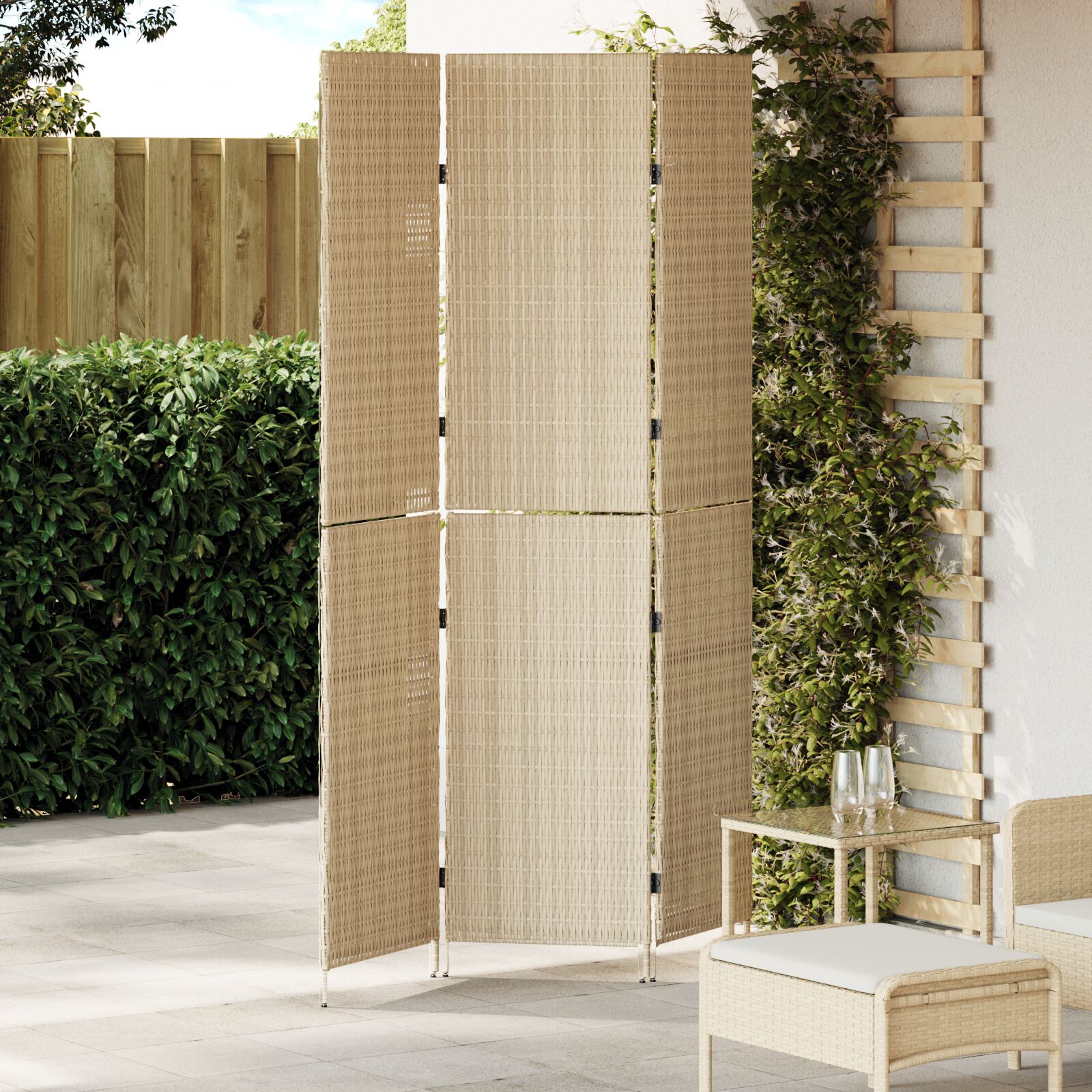 3 paneles válaszfal, hajtogatható, bézs, 146x200 cm, poli rattan 3 paneles válaszfal, hajtogatható, bézs, 146x200 cm, poli rattan