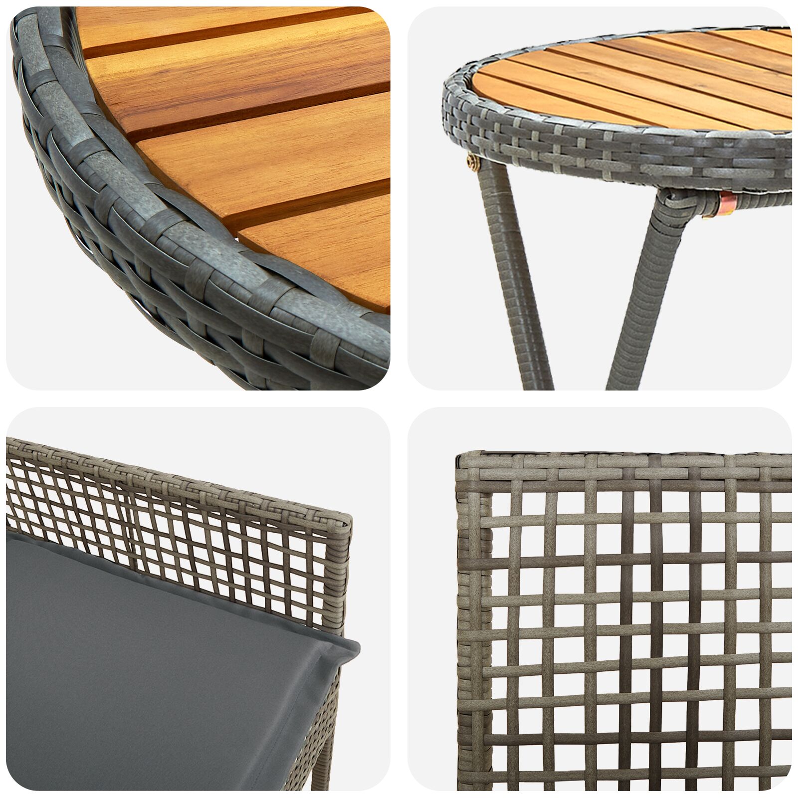 3 darabos kerti bistro készlet párnákkal szürke poli rattan 3 darabos kerti bistro készlet párnákkal szürke poli rattan