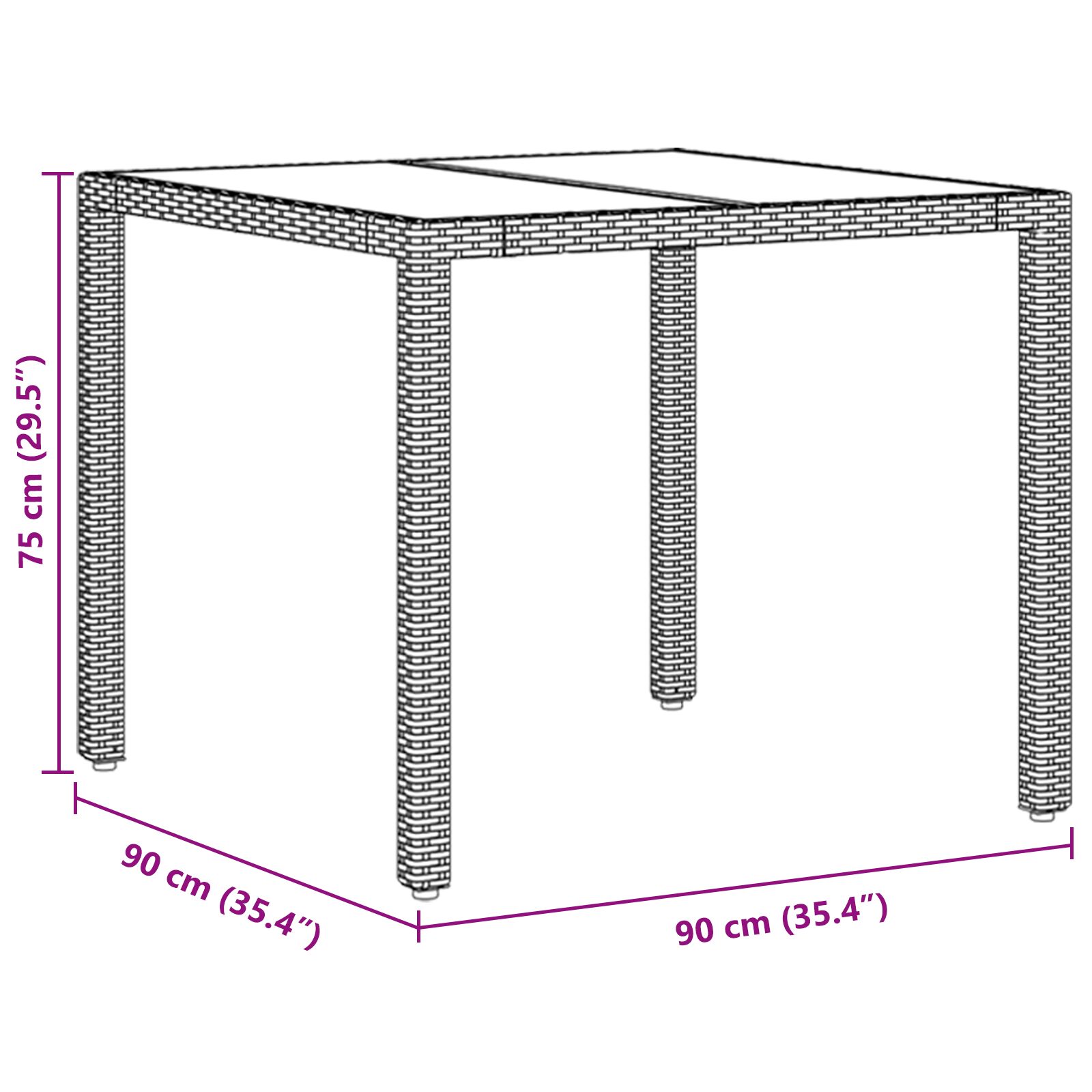 3 darabos kerti étkező szett párnákkal, fekete polirattan