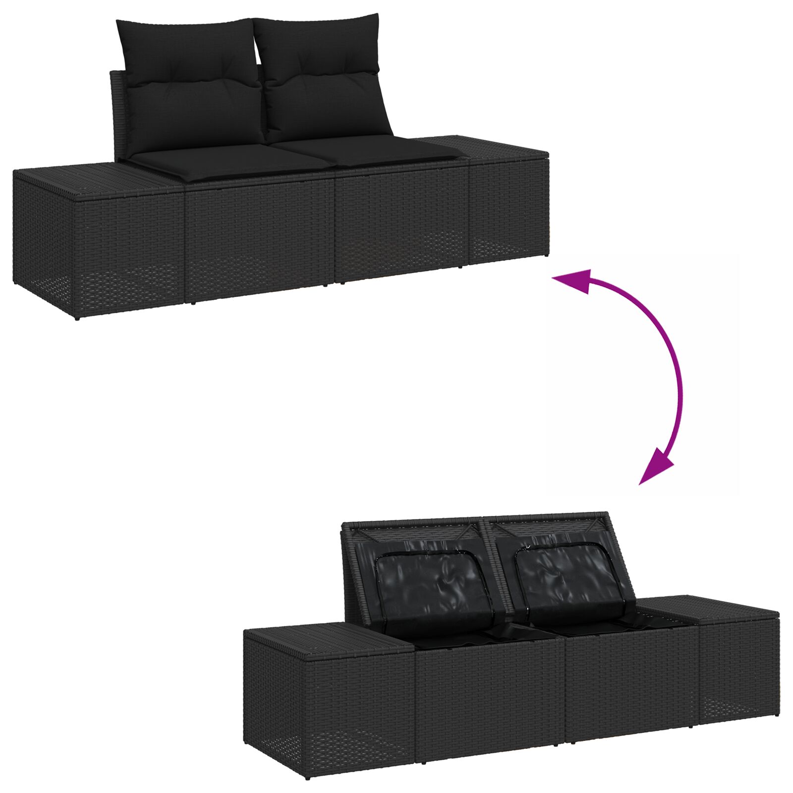7 részes kert sofa szett párnákkal fekete poli rattan 7 részes kert sofa szett párnákkal fekete poli rattan