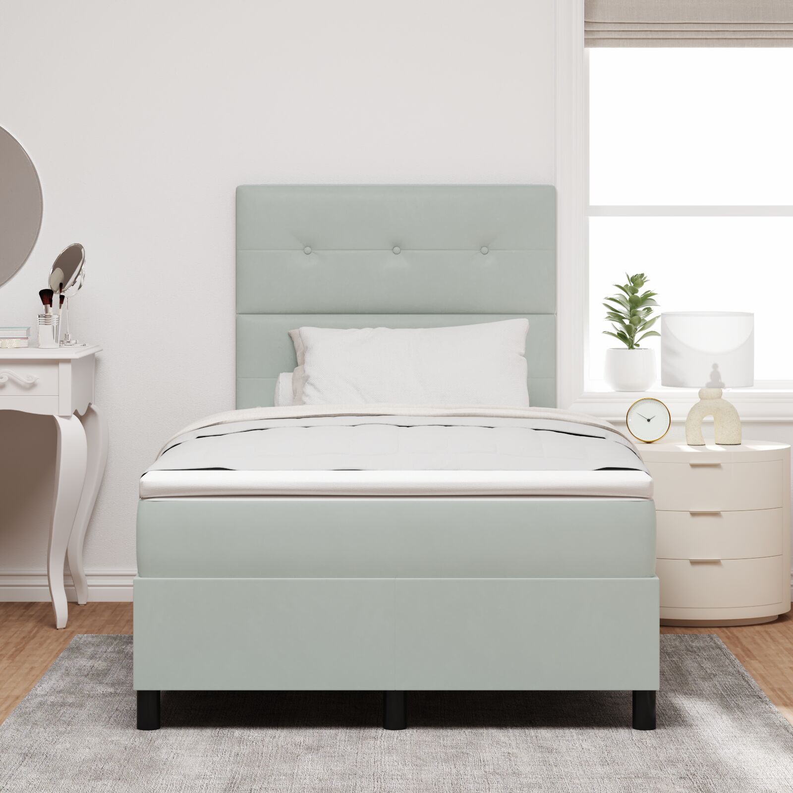 Boxspring ágy matrac kép sötétszürke 120x200 cm bársony