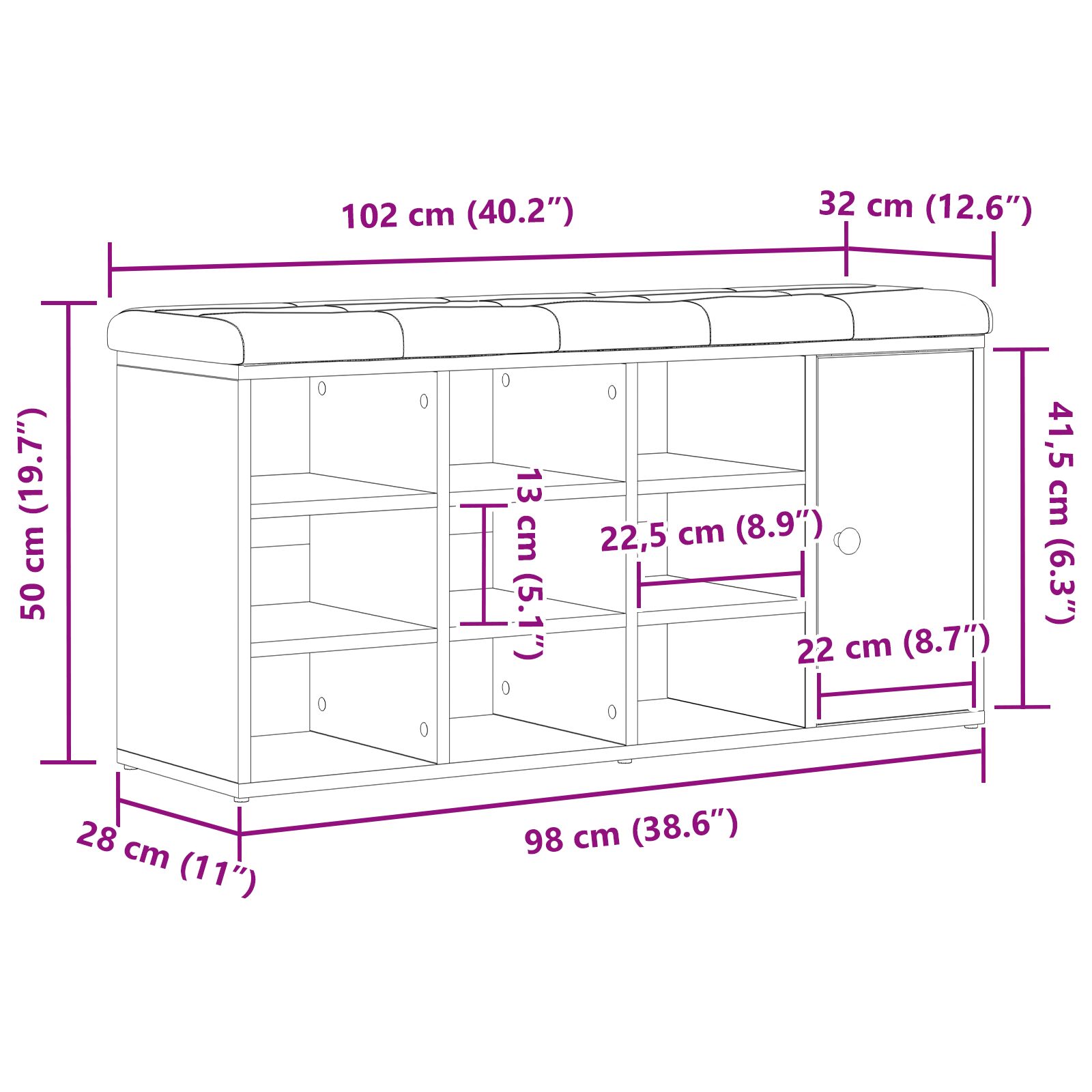 Tároló pad fekete tölgy 100x30x48 cm műanyag
