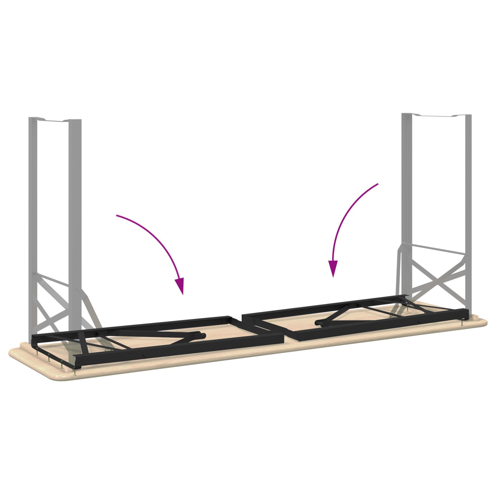 Sörasztal lábak 2 db hajtható fekete fekete porbevonatú acél