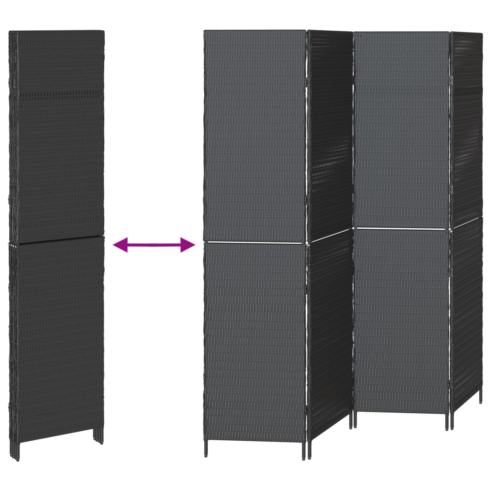 Szobai elválasztó 4 paneles hajtható fekete 195x180 cm poli rattan Szobai elválasztó 4 paneles hajtható fekete 195x180 cm poli rattan