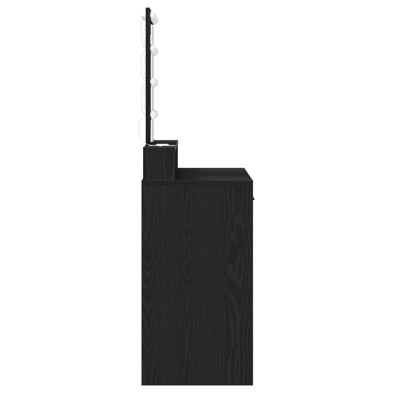 Sminkasztal led világítással fekete tölgyes 100x41x140 cm